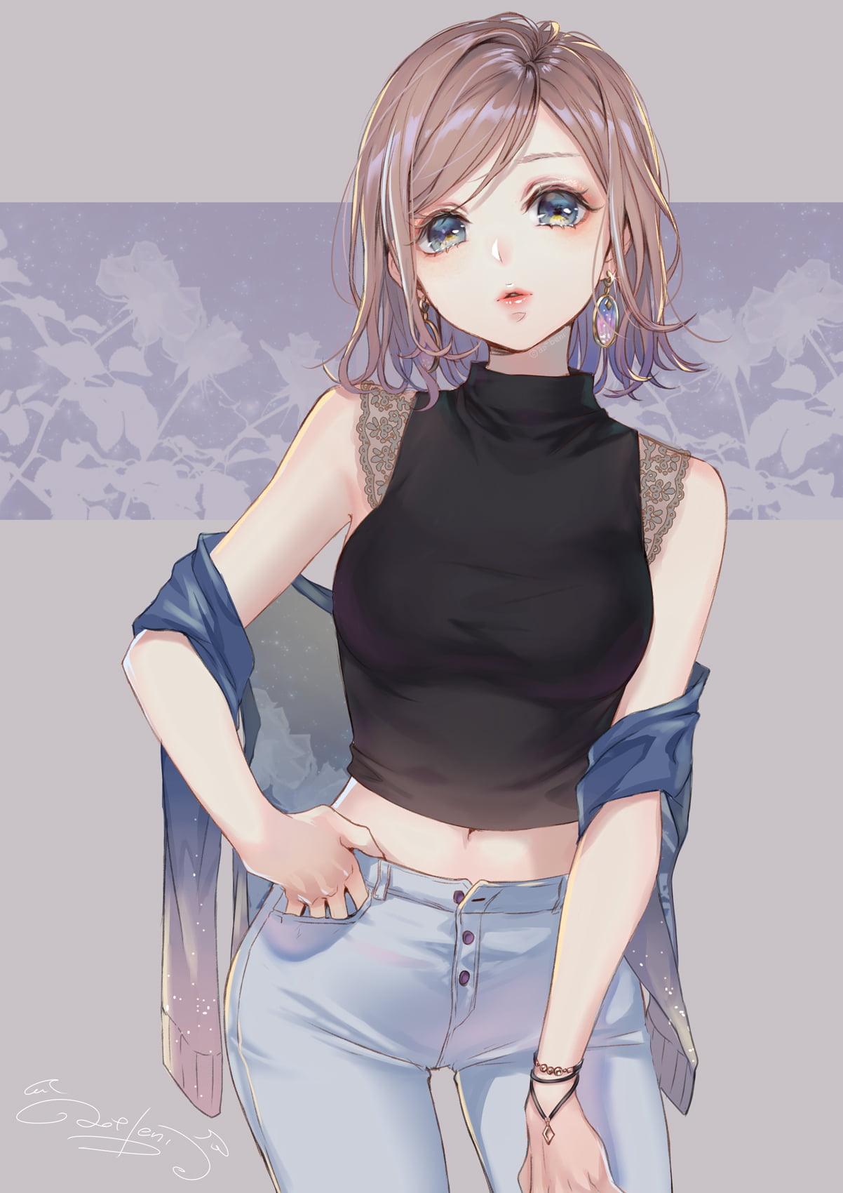 anime girls, original characters, anime, fashion, Ao Beni, 720P, sleeveless, Phone HD Wallpaper