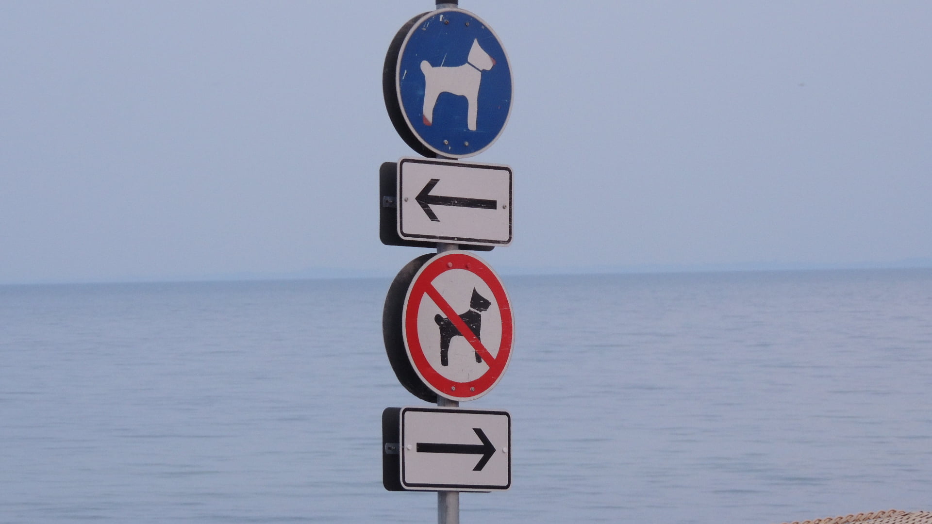 horizon over water, symbol, geometric shape, shape, sea, guidance, communication, information, road sign, horizon, warning sign, sky, circle, no people, HD Wallpaper