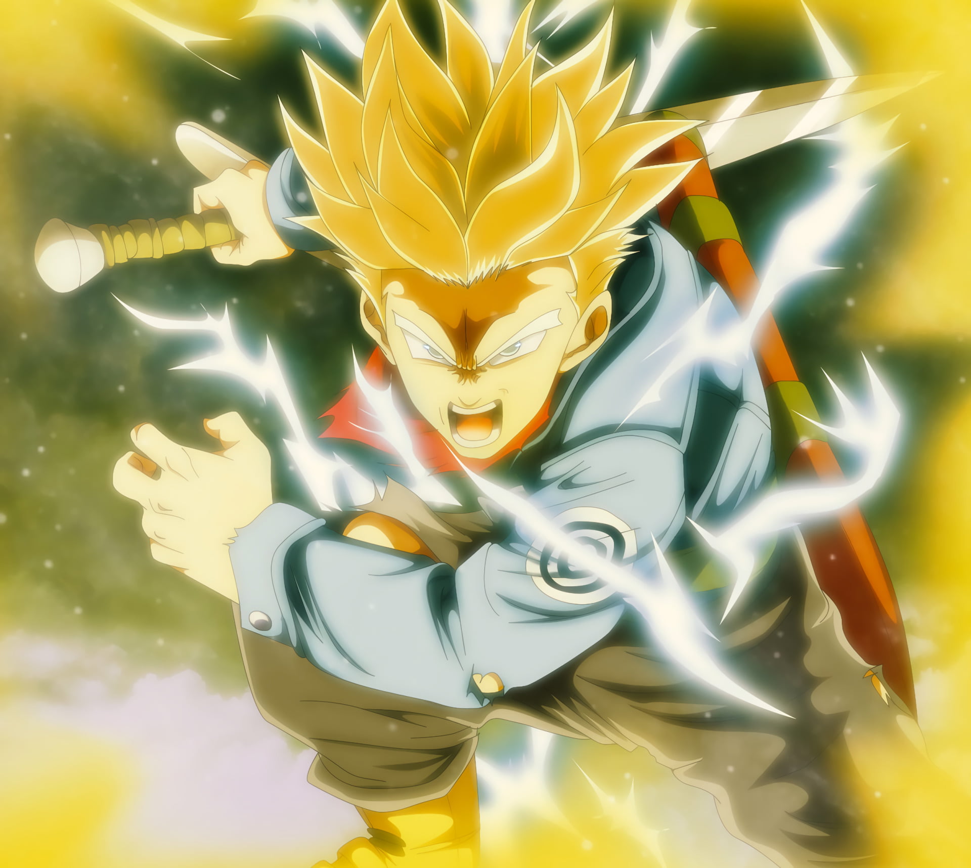 saiyan, 1080P, dragon, motion, Dragon Ball Super, art and craft, human representation, no people, Trunks (Dragon Ball), nature, craft, outdoors, sculpture, HD Wallpaper