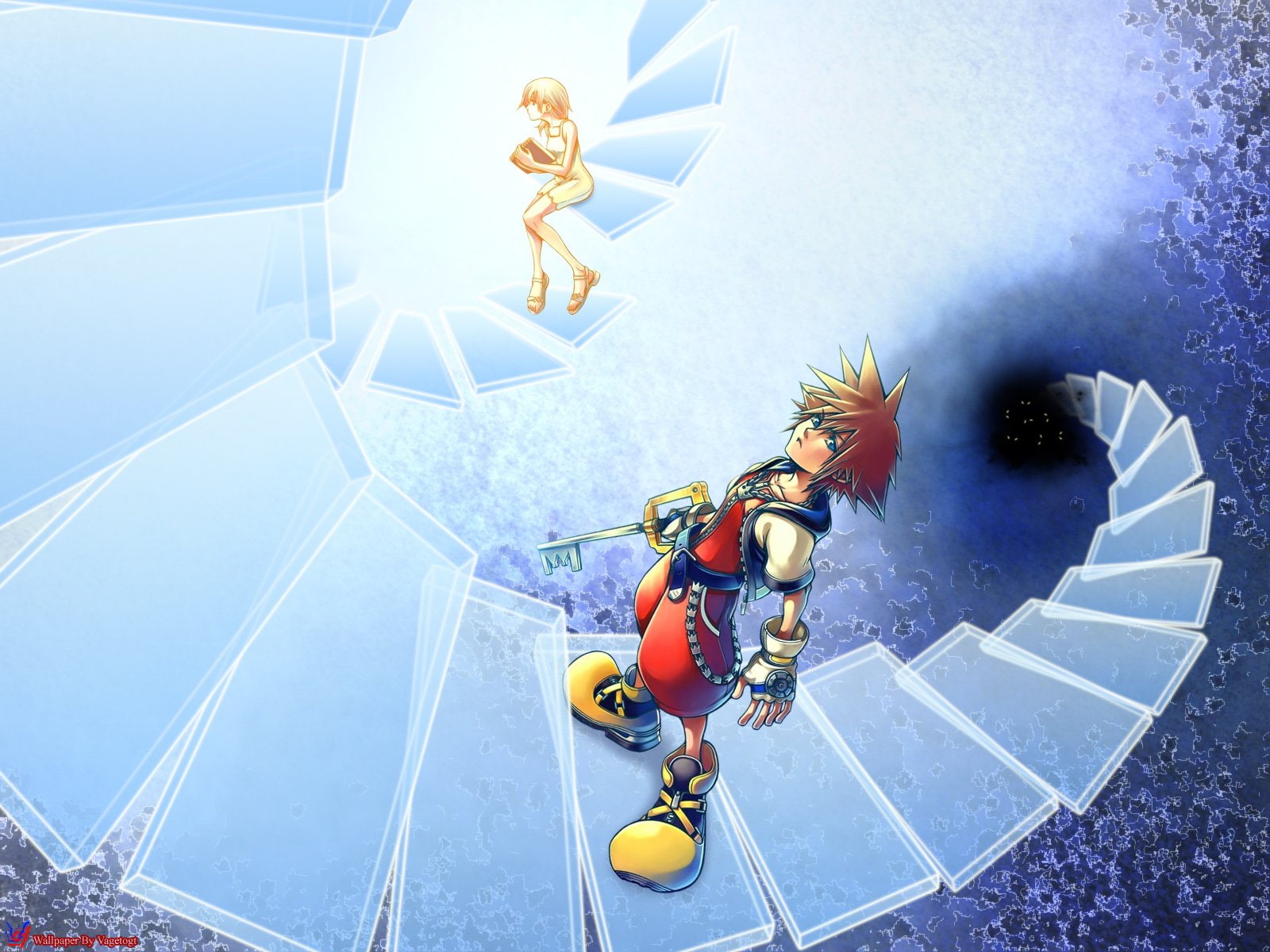 Kingdom Hearts: Chain Of Memories, haired, Video Game, Sora (Kingdom Hearts), Naminé (Kingdom Hearts), character, Kingdom Hearts, brown, key, illustration, HD Wallpaper