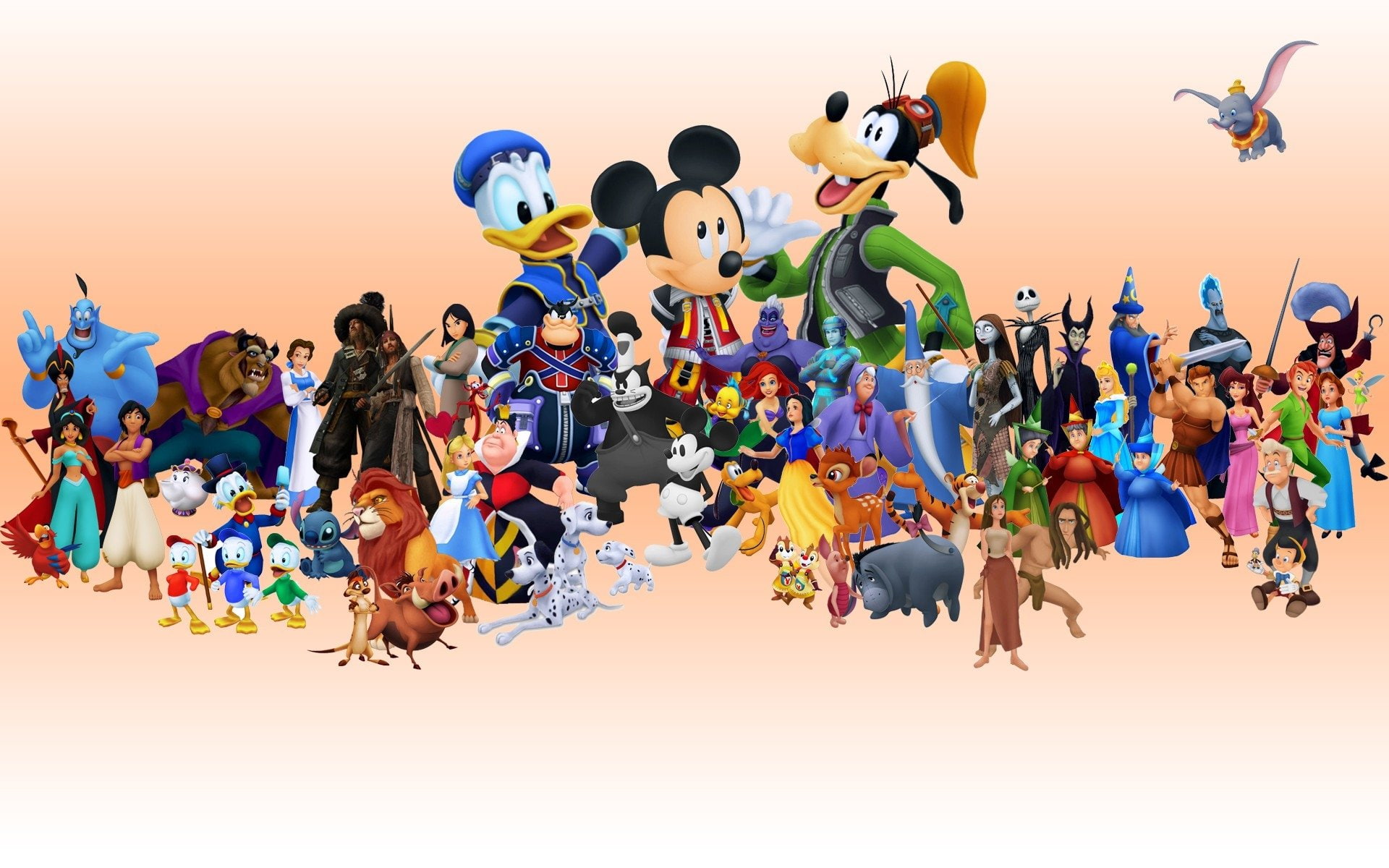 Pluto, Disney, Dumbo, Cartoon, Donald Duck, Kingdom Hearts, 1080P, Mickey Mouse, Beast (Beauty and the Beast), Collage, HD Wallpaper