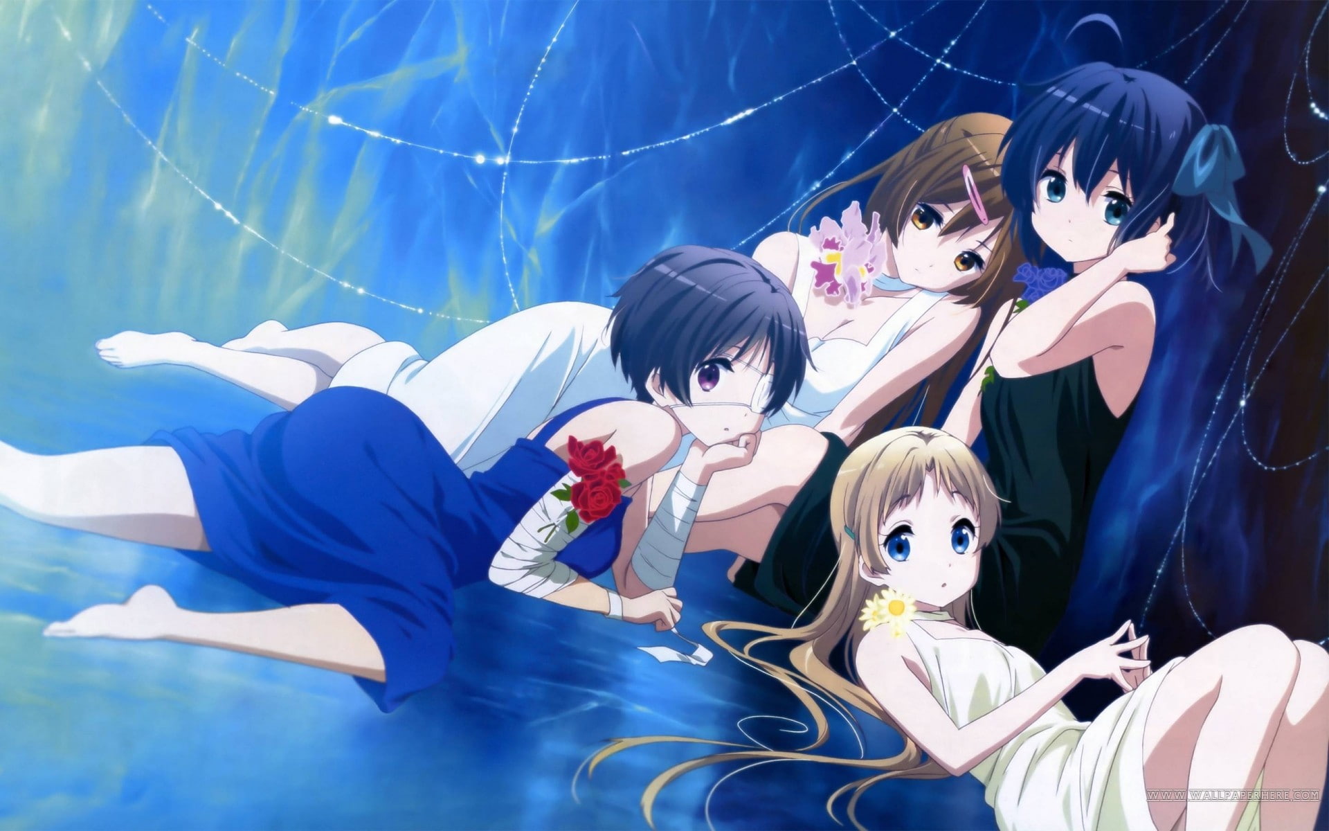 Dekomori Sanae, Chuunibyou demo Koi ga Shitai!, Nibutani Shinka, Kumin Tsuyuri, Takanashi Rikka, 1080P, HD Wallpaper