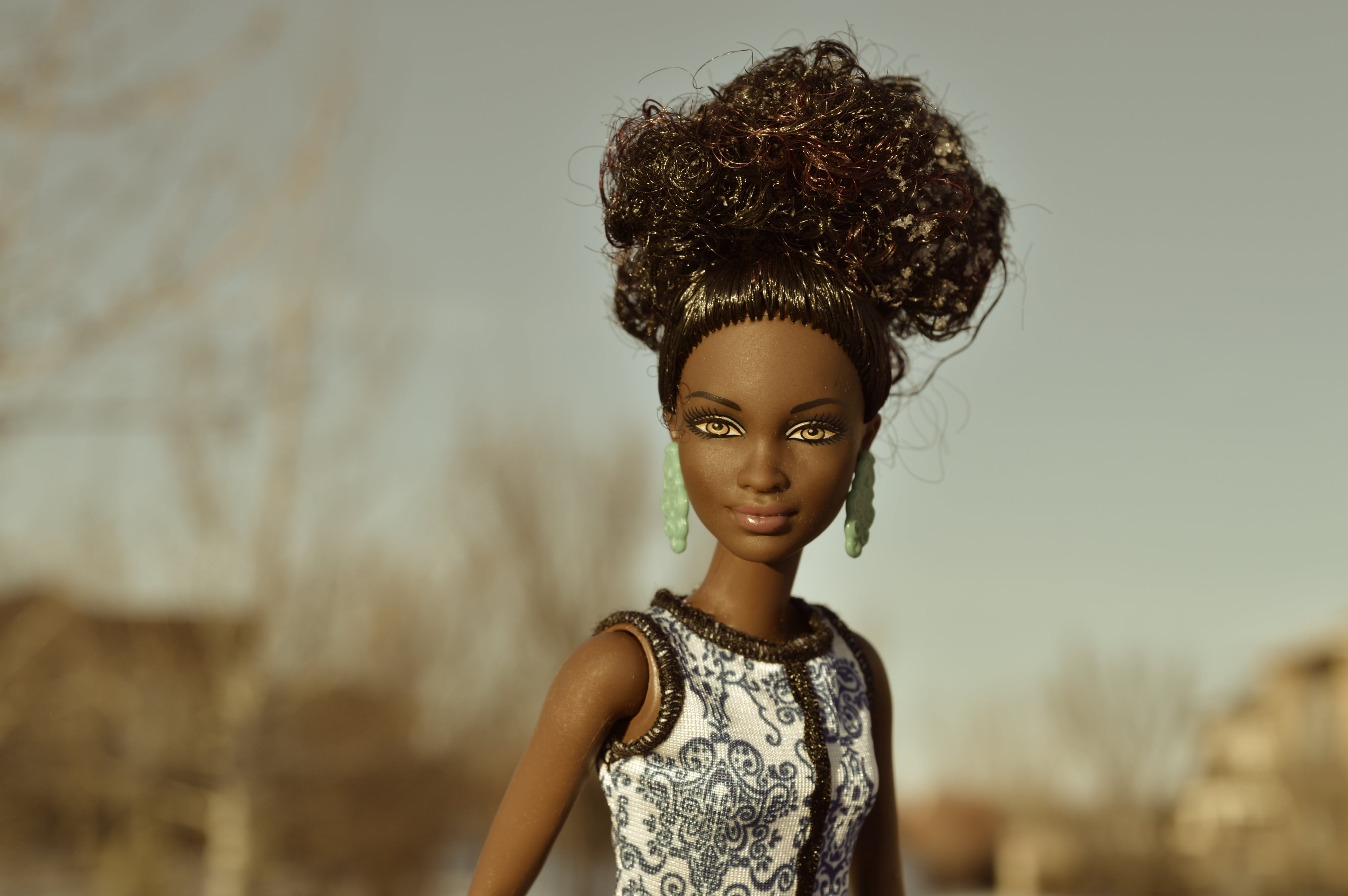 children only, brown, headshot, standing, portrait, african, person, 4K, doll, hairstyle, posing, attractive, young adult, adult, happiness, model, barbie, HD Wallpaper