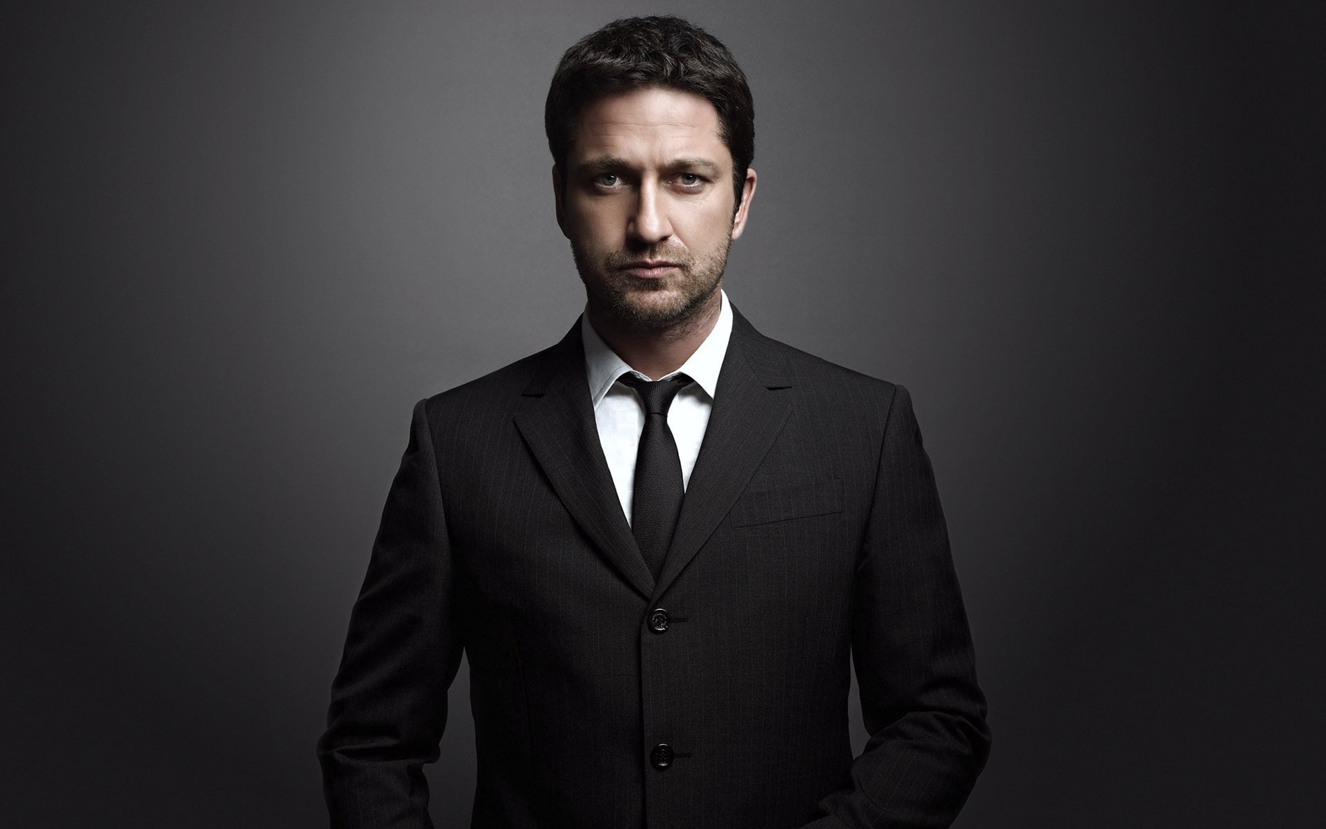 people, manager, portrait, brunette, black, coat, business Person, contemplation, waist up, professional Occupation, gerard butler, black Background, young Adult, HD Wallpaper