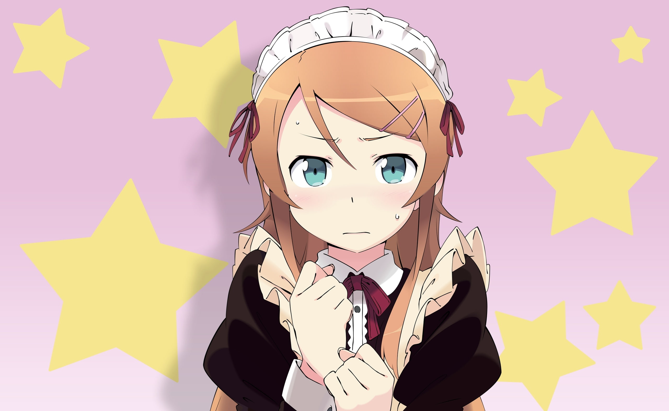 headshot, waist up, nai, young men, paper, oreimo, maid, one person, ga, Artistic, kirino, looking at camera, indoors, Anime, portrait, 2K, young adult, HD Wallpaper