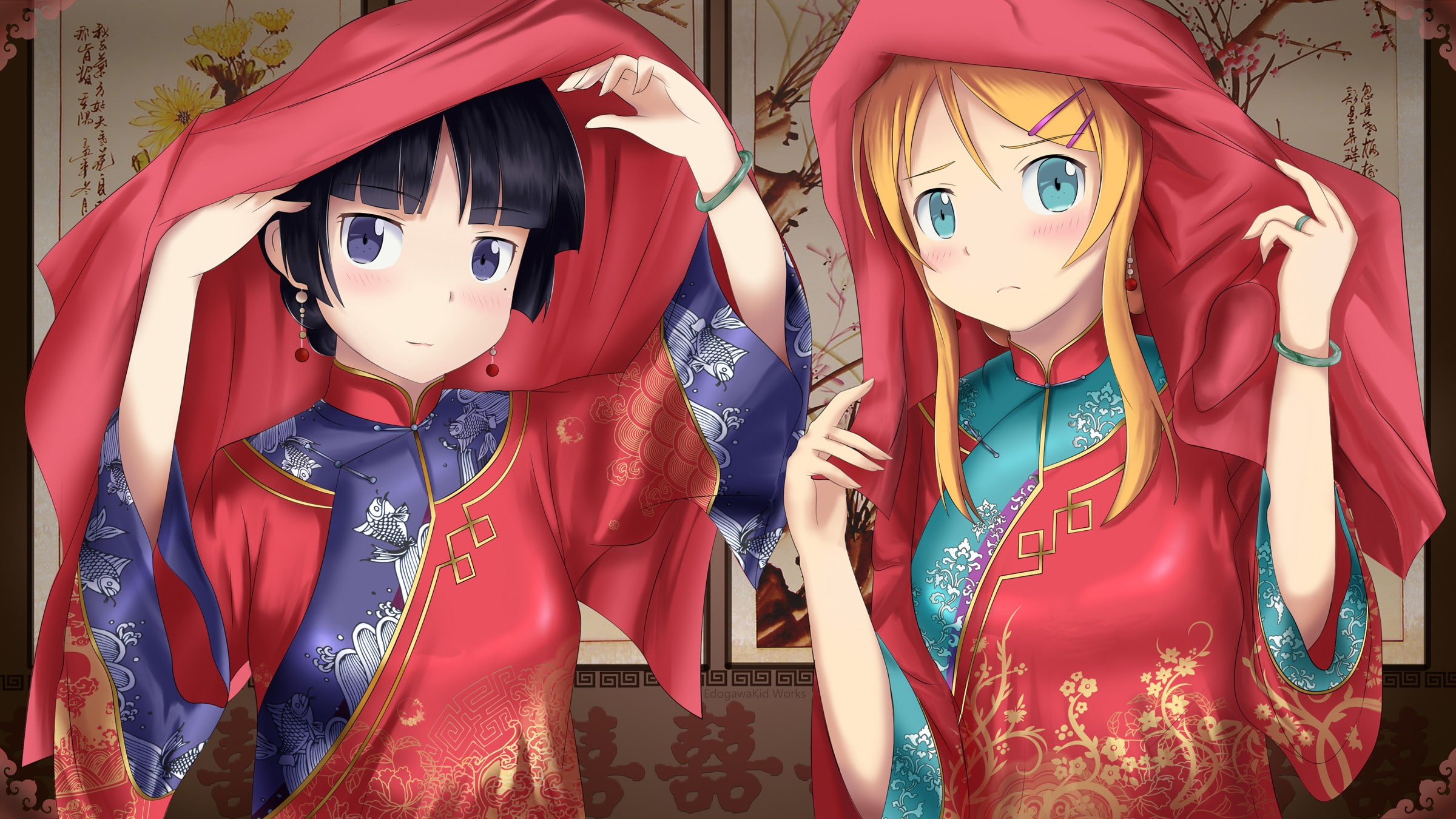 child, toy, human representation, festival, Ore no Imouto ga Konnani Kawaii Wake ga Nai, Kousaka Kirino, creativity, front view, Gokou Ruri, costume, indoors, HD Wallpaper
