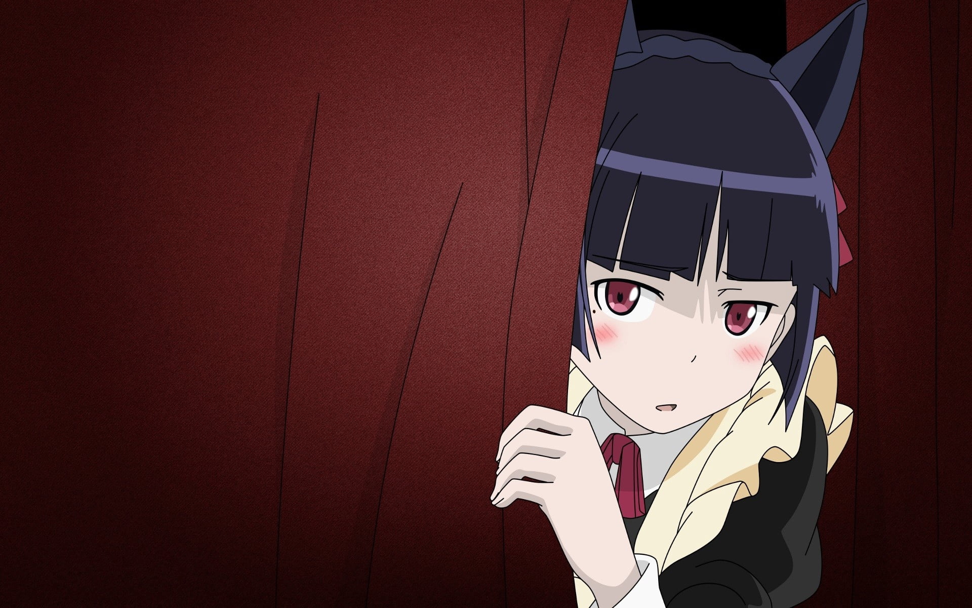 red, oreimo, disguise, indoors, face, childhood, illustration, gokou ruri, portrait, people, japanese Culture, looking away, 1080P, anime, women, real people, HD Wallpaper