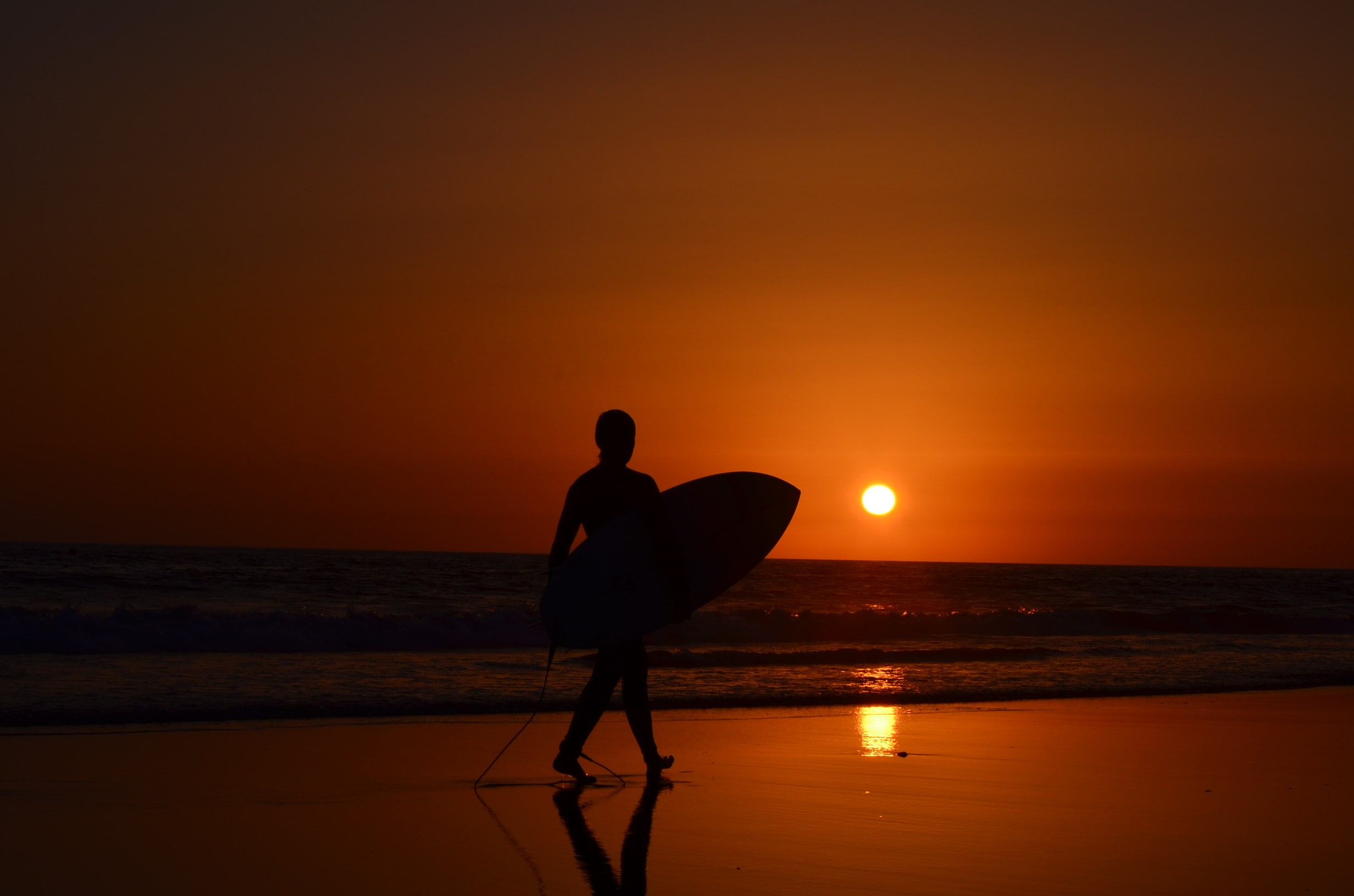 1080P, sunset, waves, surfing, Ozean, sea, HD Wallpaper