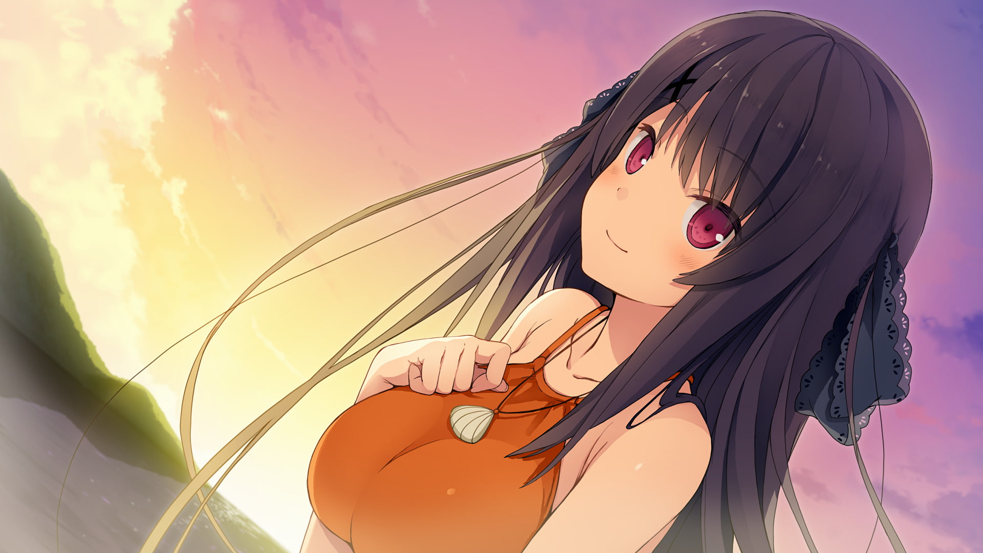 beautiful people, beauty in nature, Ao no Kanata no Four Rhythm, hairstyle, cute, sky, Misaki Tobisawa, hair, females, adult, nature, child, childhood, HD Wallpaper