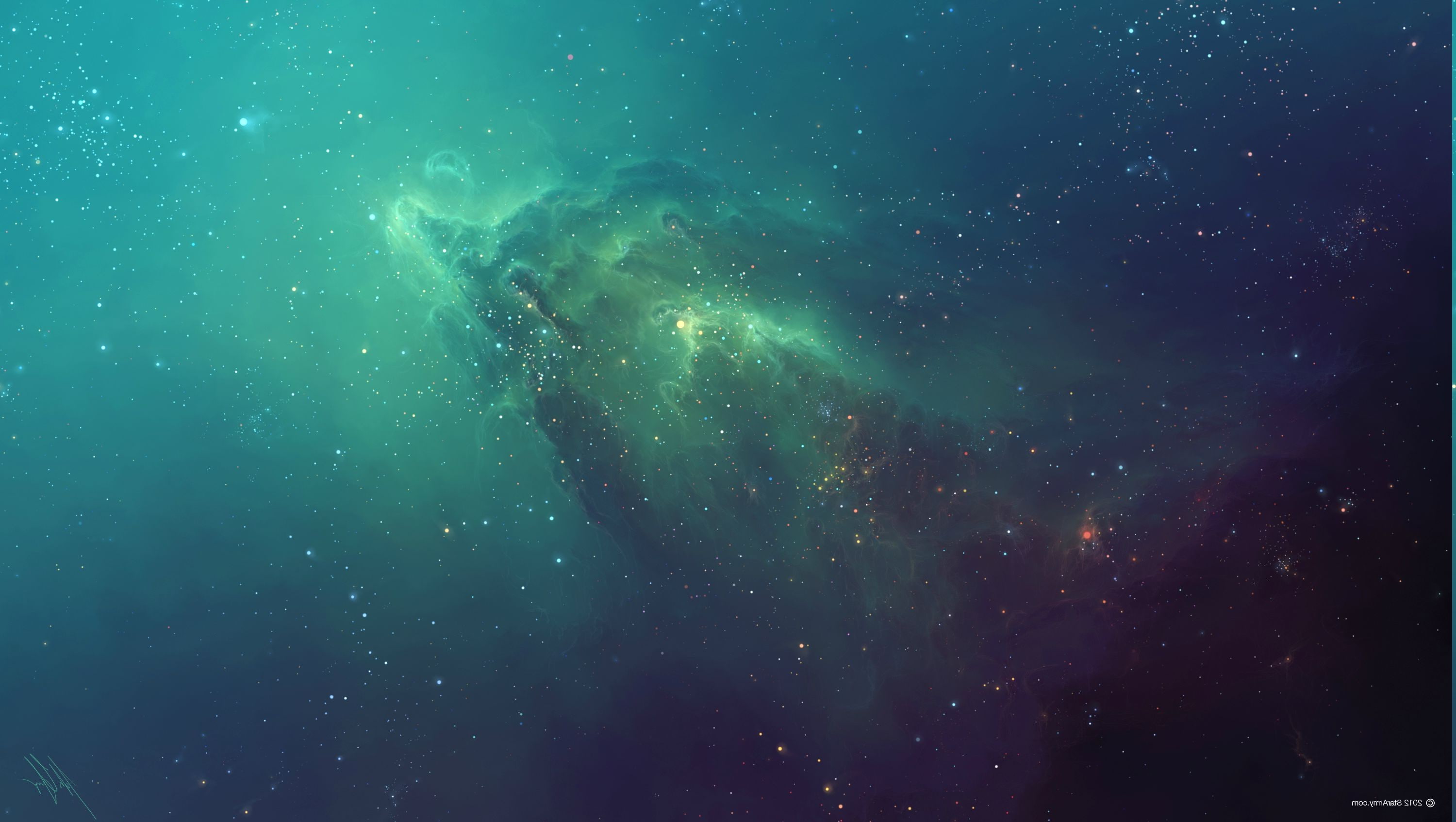 nebula, artwork, 2K, TylerCreatesWorlds, space, Green, HD Wallpaper