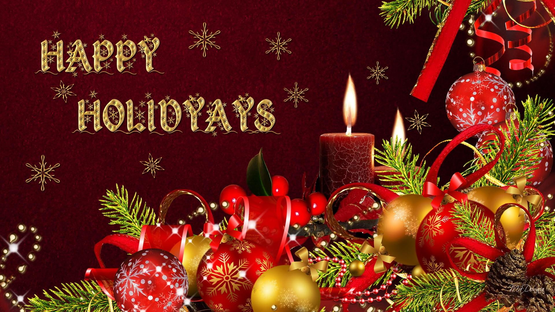 balls, 1080P, bright, holidays, decorations, ribbon, gold, snowflakes, feliz navi, christmas, holiday, HD Wallpaper