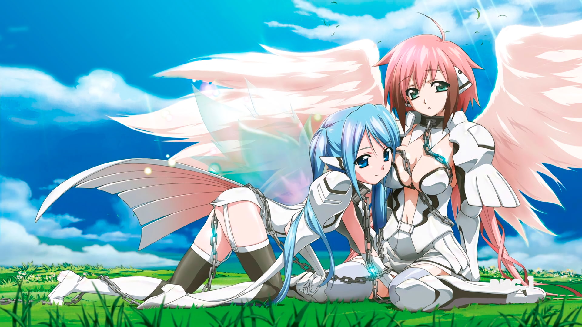 sora no otoshimono, women, real people, portrait, art and craft, outdoors, looking away, young adult, wings, sunlight, sky, Anime, digital composite, young women, HD Wallpaper