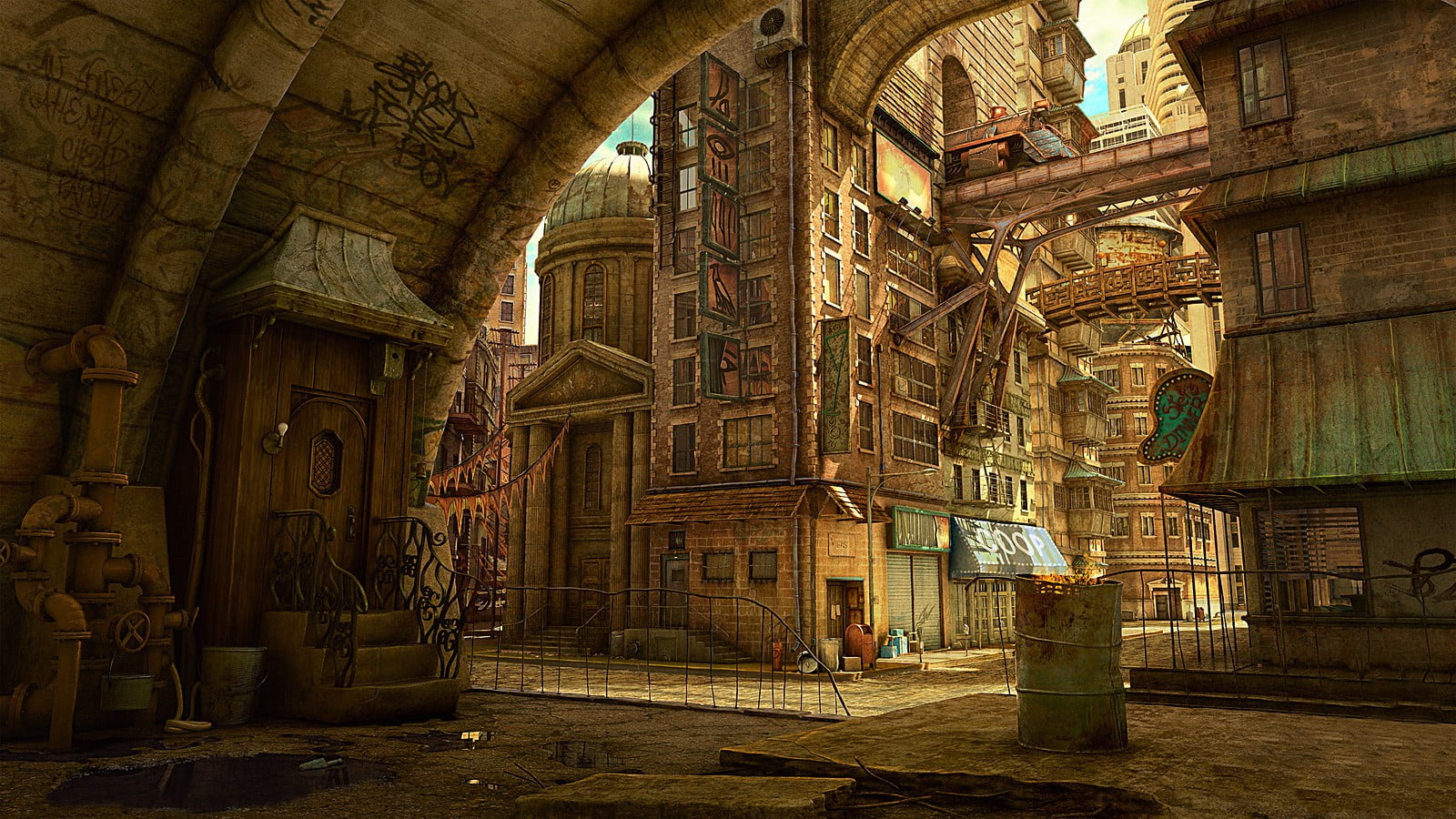 urban, religion, 720P, travel destinations, building, architecture, arch, no people, old, outdoors, ancient, abbey, the past, place of worship, steampunk, HD Wallpaper
