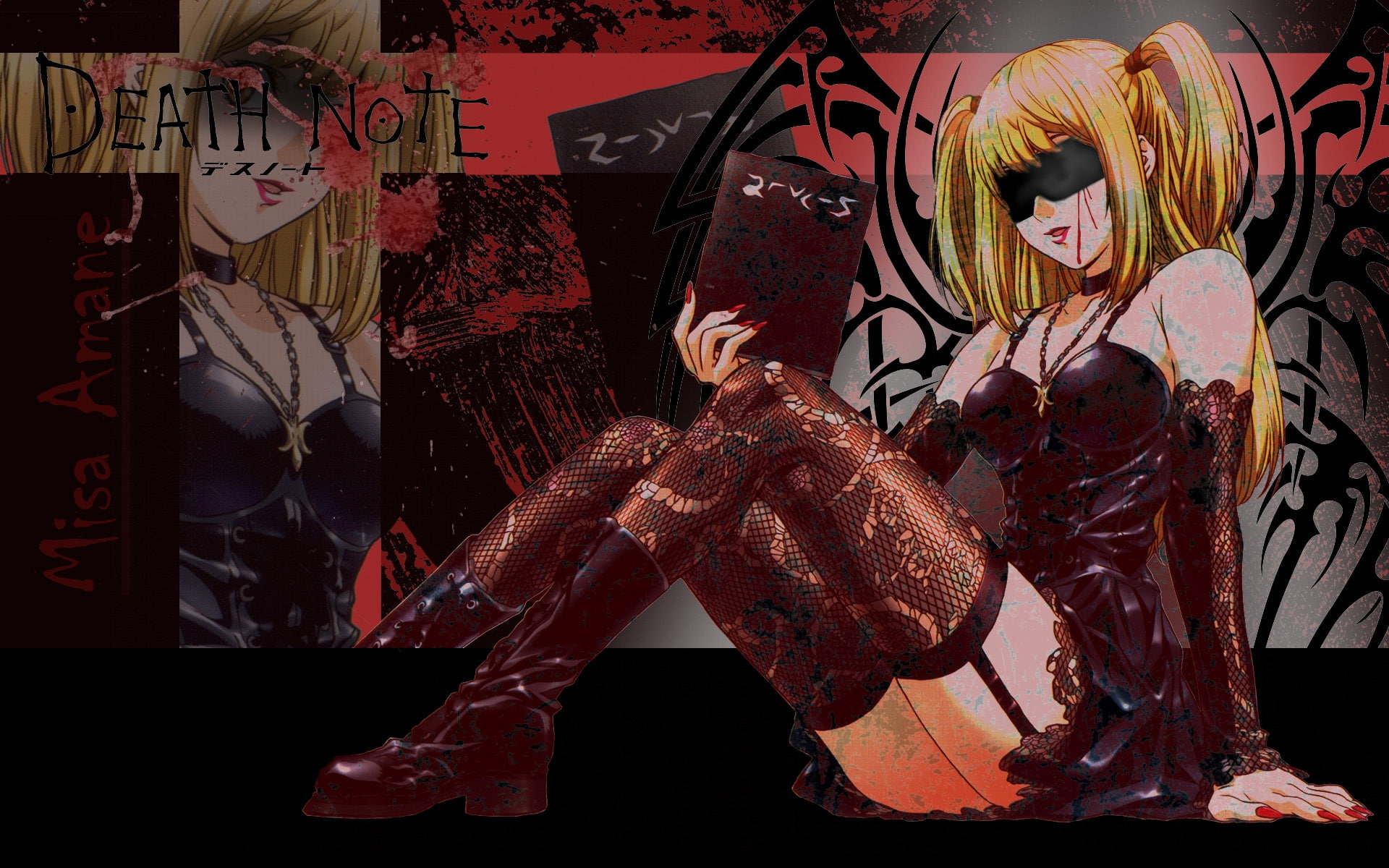 x, death note, twintails, note, art, anime, 1080P, misa, amane, hd, blindfolds, death, HD Wallpaper