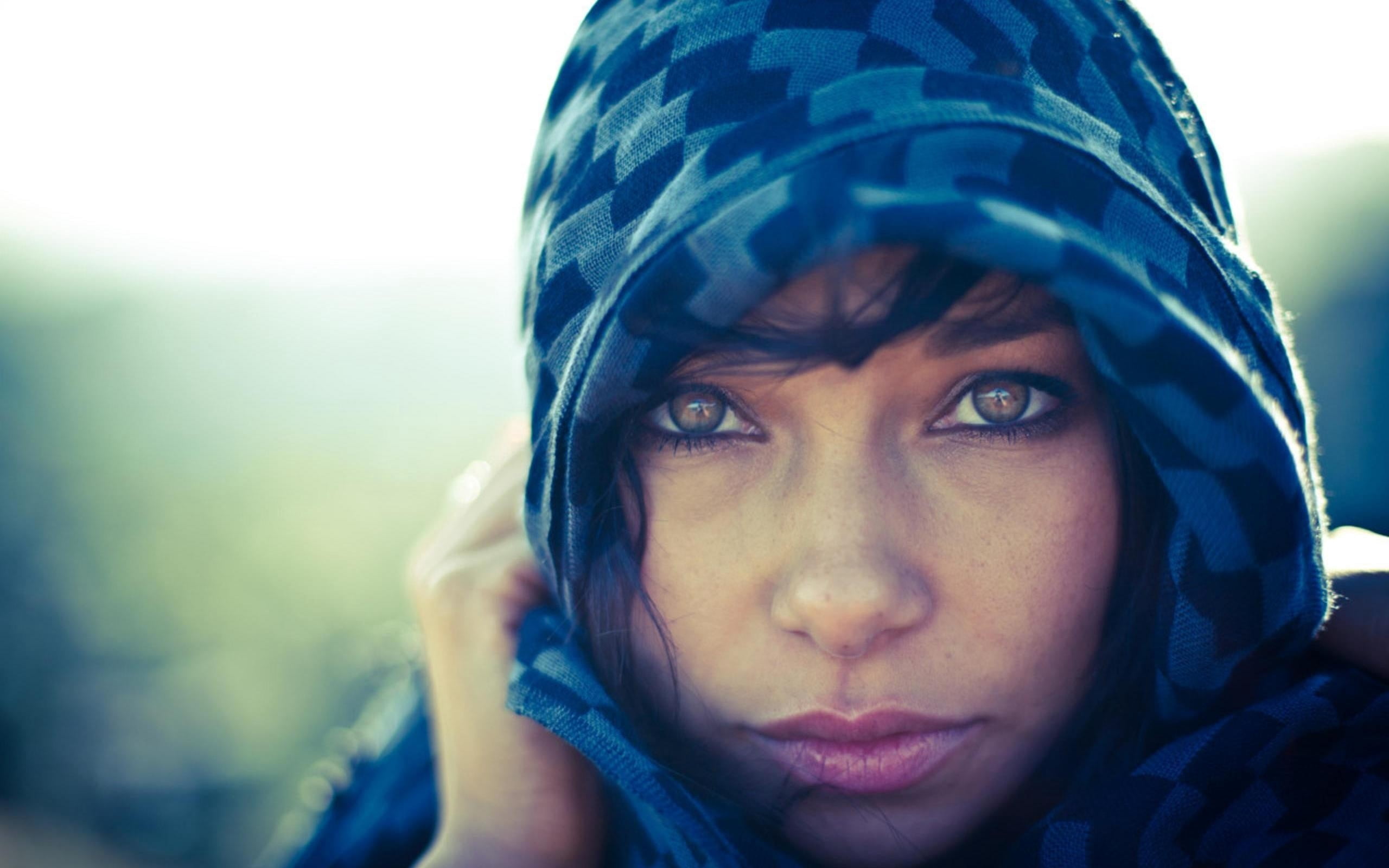 face, beautiful woman, scarf, clothing, helmet, one Person, teal, women, lifestyles, young Women, rain, fine Art Portrait, color Image, human Face, real People, HD Wallpaper