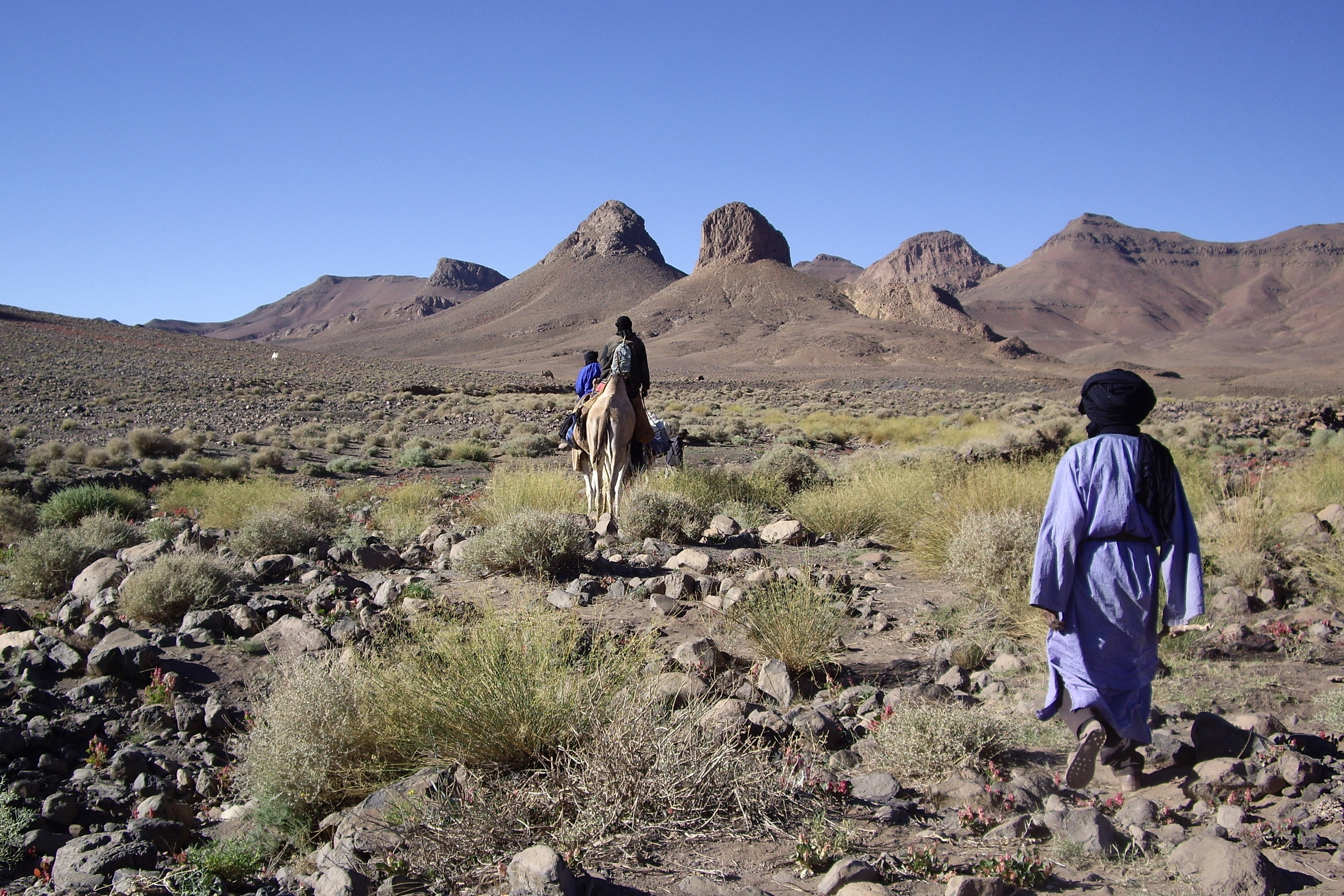 tuareg, hoggar, non-urban scene, mountain, walking, desert, travel, landscape, adult, men, people, scenics - nature, leisure activity, outdoors, nature, HD Wallpaper