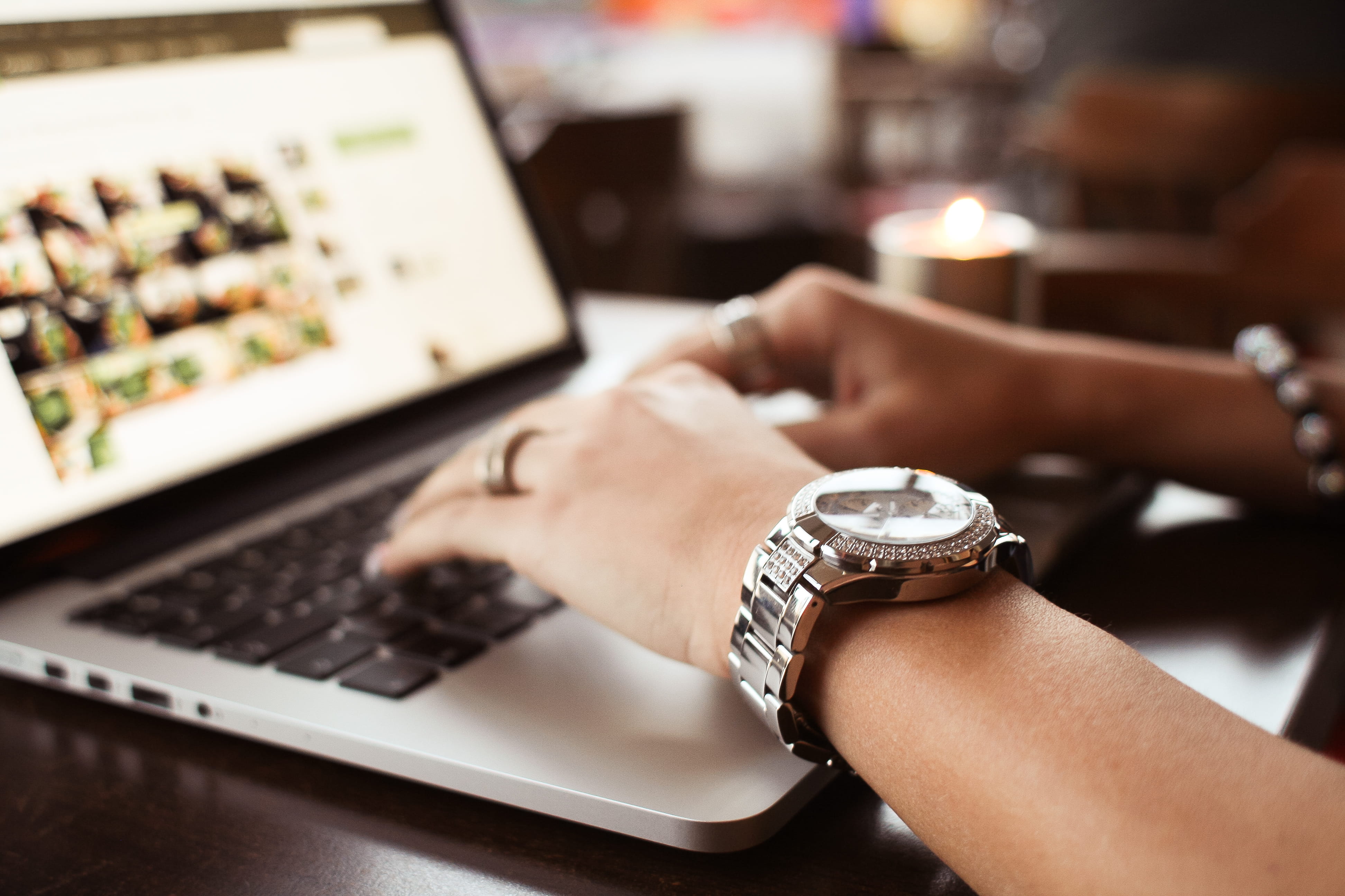 hands, wristwatch, desk, people, communication, cafe, laptop, using laptop, human Hand, Typing, focus on foreground, adult, hand, business, one Person, HD Wallpaper