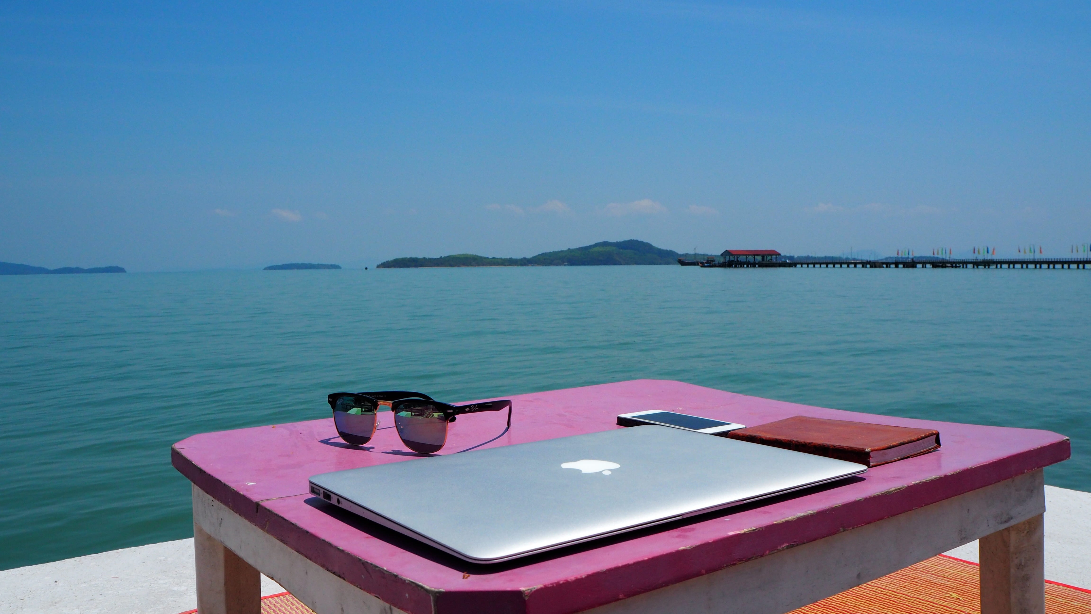 nature, mode of transportation, travel, travel destinations, laptop lifestyle, 4K, beside, asia, sunlight, thai office, day, idyllic, pink, frame, remote job, HD Wallpaper
