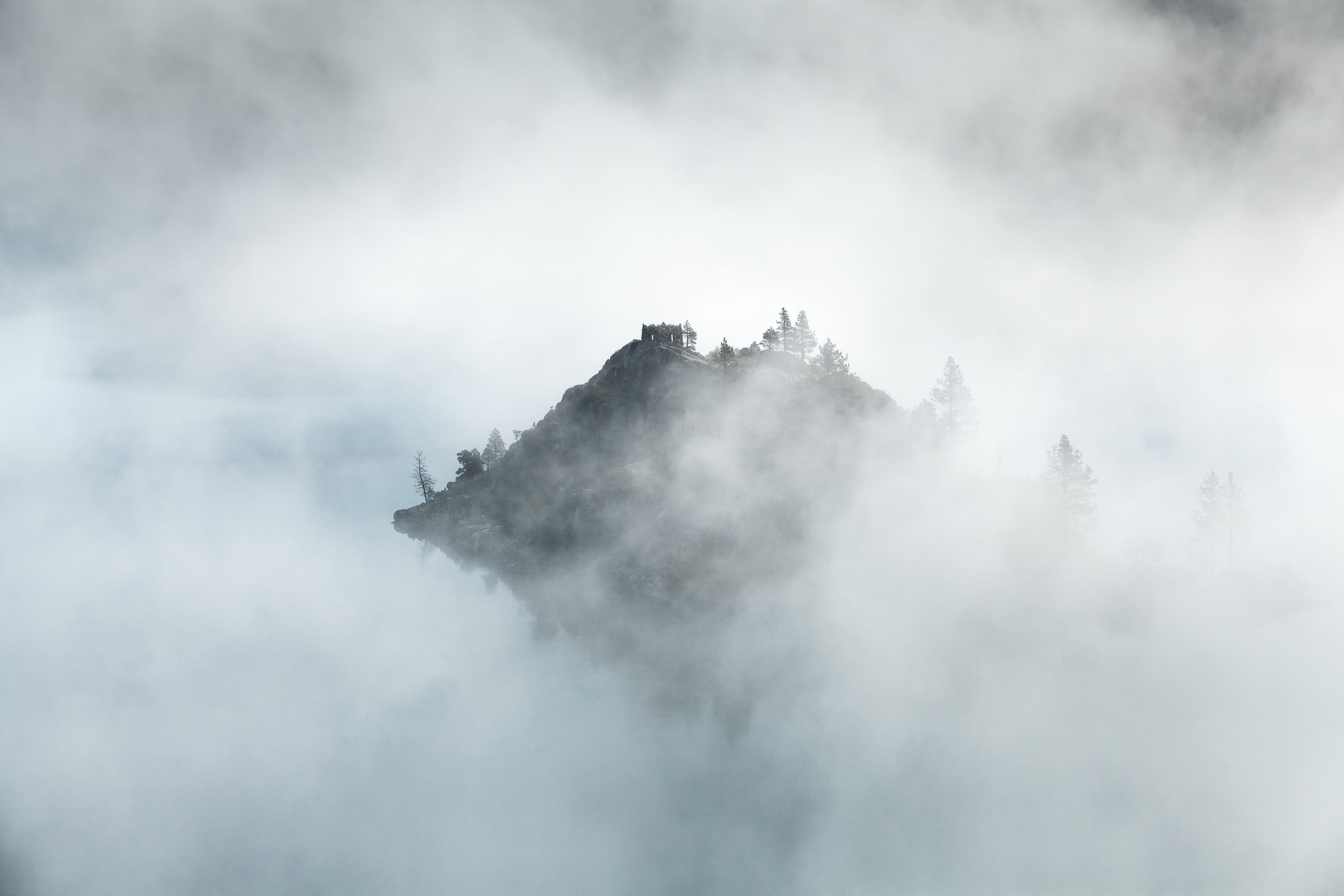 smoke - physical structure, environment, foggy weather, landscape, no people, fog, day, tranquil scene, emerald, peeks, outdoors, bay, photo, land, non-urban scene, HD Wallpaper