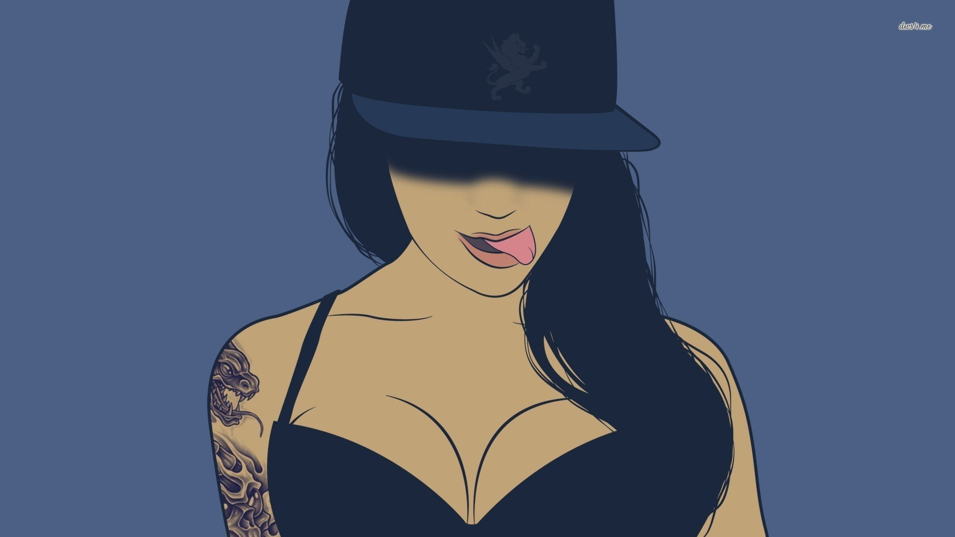 vector, 1080P, Gorra, Tatuaje, abstracto, Mujer, HD Wallpaper