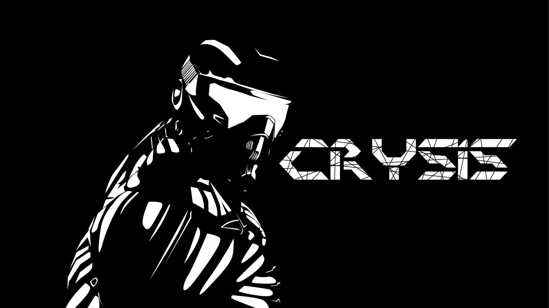 dark, low angle view, Crysis, silhouette, night, representation, western script, human representation, text, lighting equipment, indoors, art and craft, HD Wallpaper
