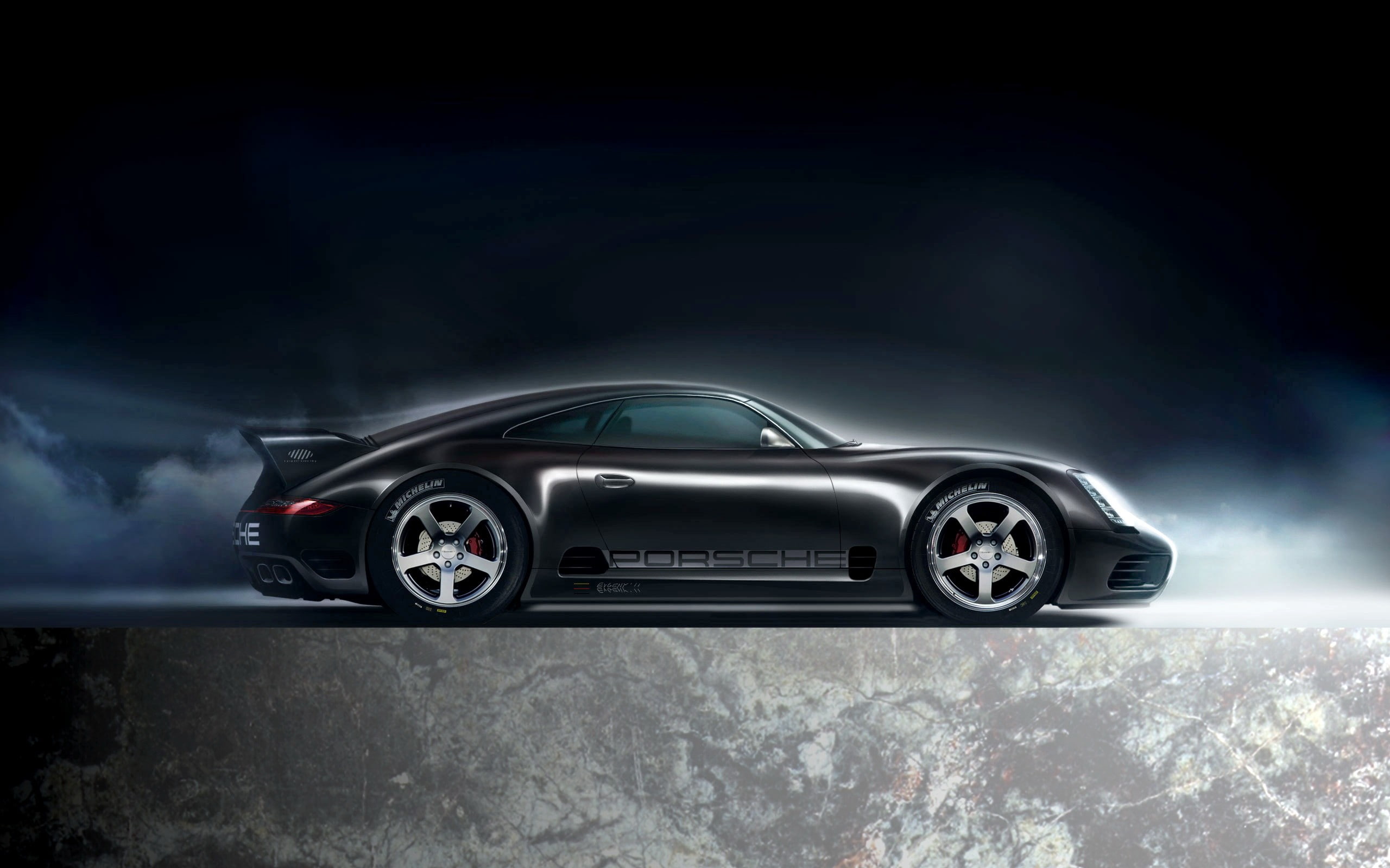 2K, porsche, black, michelin, cars, HD Wallpaper