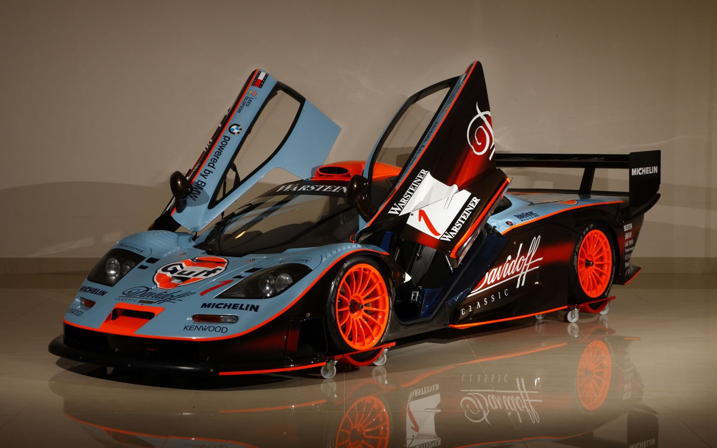 davidoff, 720P, doors, coupe, team, kenwood, fia, warsteiner, left, cars, racing, front, michelin, mclaren, gulf, gtr, mans, HD Wallpaper