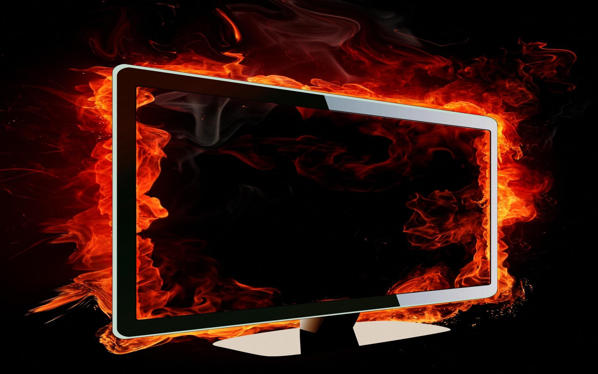 1080P, 3d and abstract, fire, plasma, hd, abstract, television, HD Wallpaper