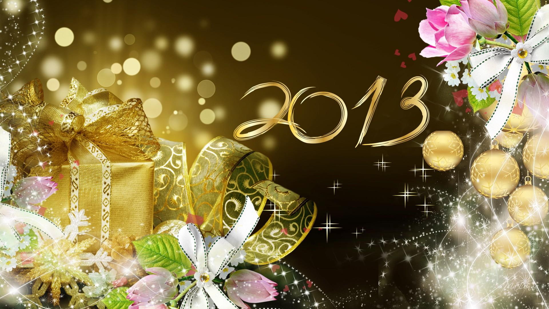 bows, flowers, ribbons, feliz navidad, shine, prese, decorations, christmas, 1080P, pf, happy new year, gift, gifts, sparkle, HD Wallpaper