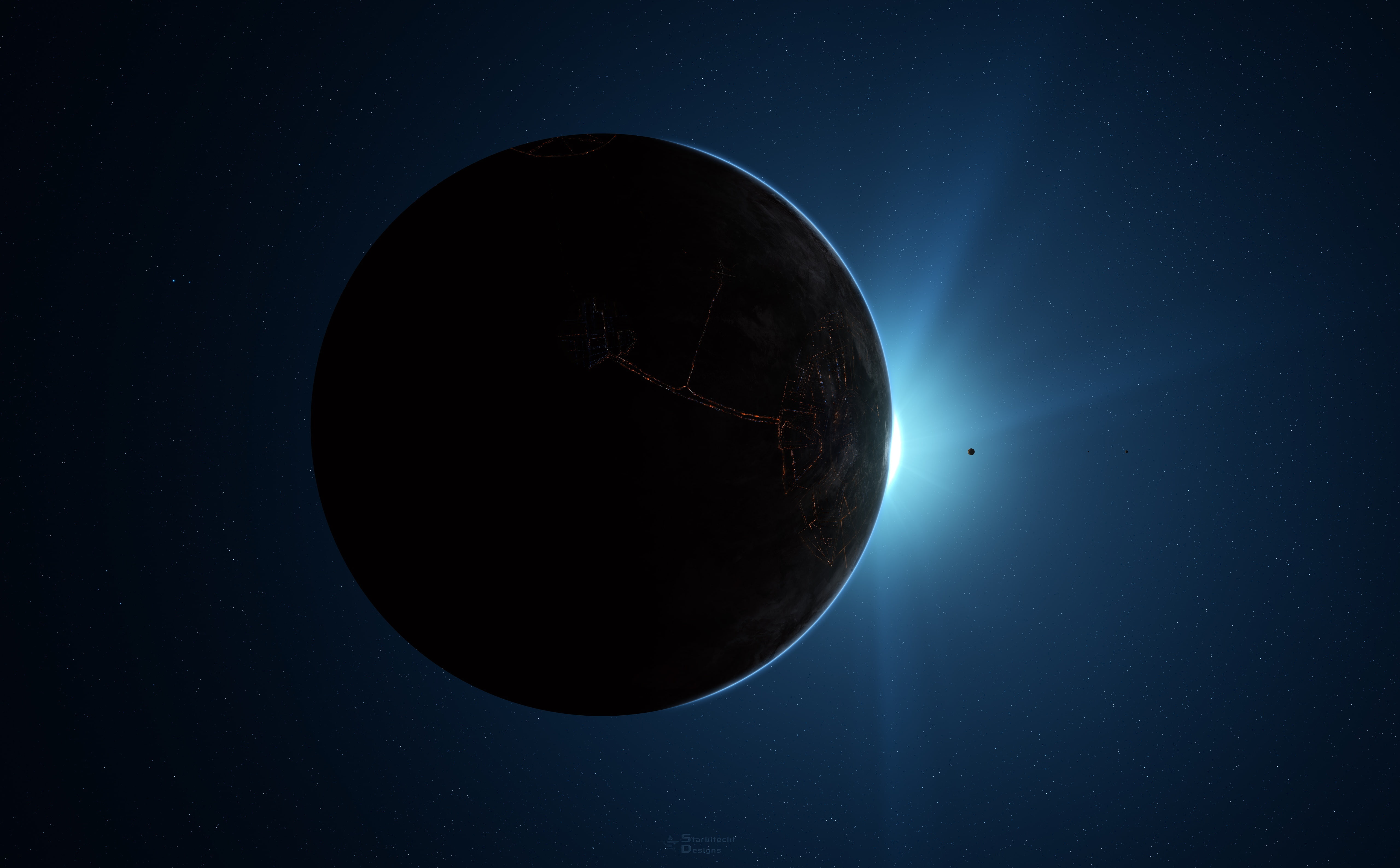 planetary moon, planet - space, science, space and astronomy, Amazing, space art, Sunrise, Morning, sky, starkiteckt, Blue, Space, sphere, beauty in nature, HD Wallpaper