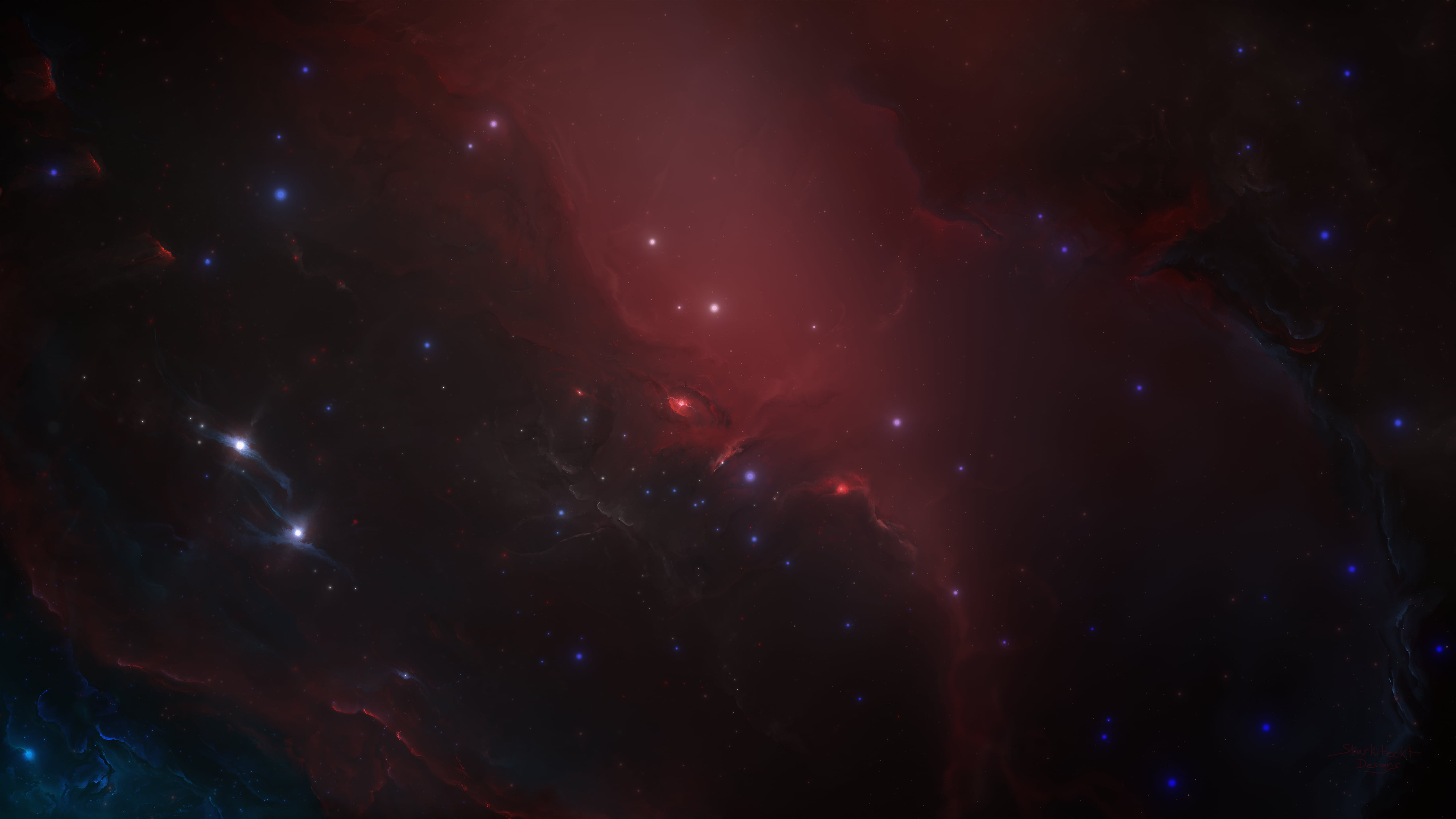 red, 5K, Starkiteckt, space, nebula, universe, HD Wallpaper