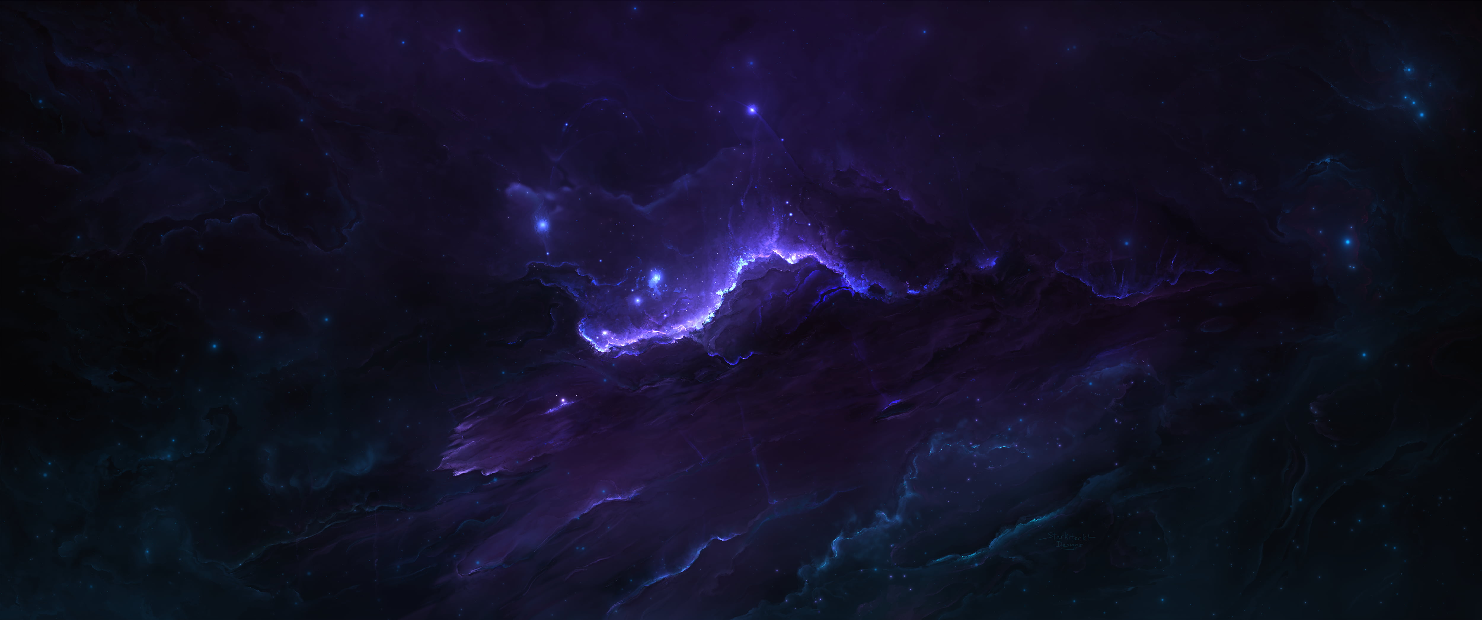 purple, Starkiteckt, blue, space, universe, 4K, HD Wallpaper