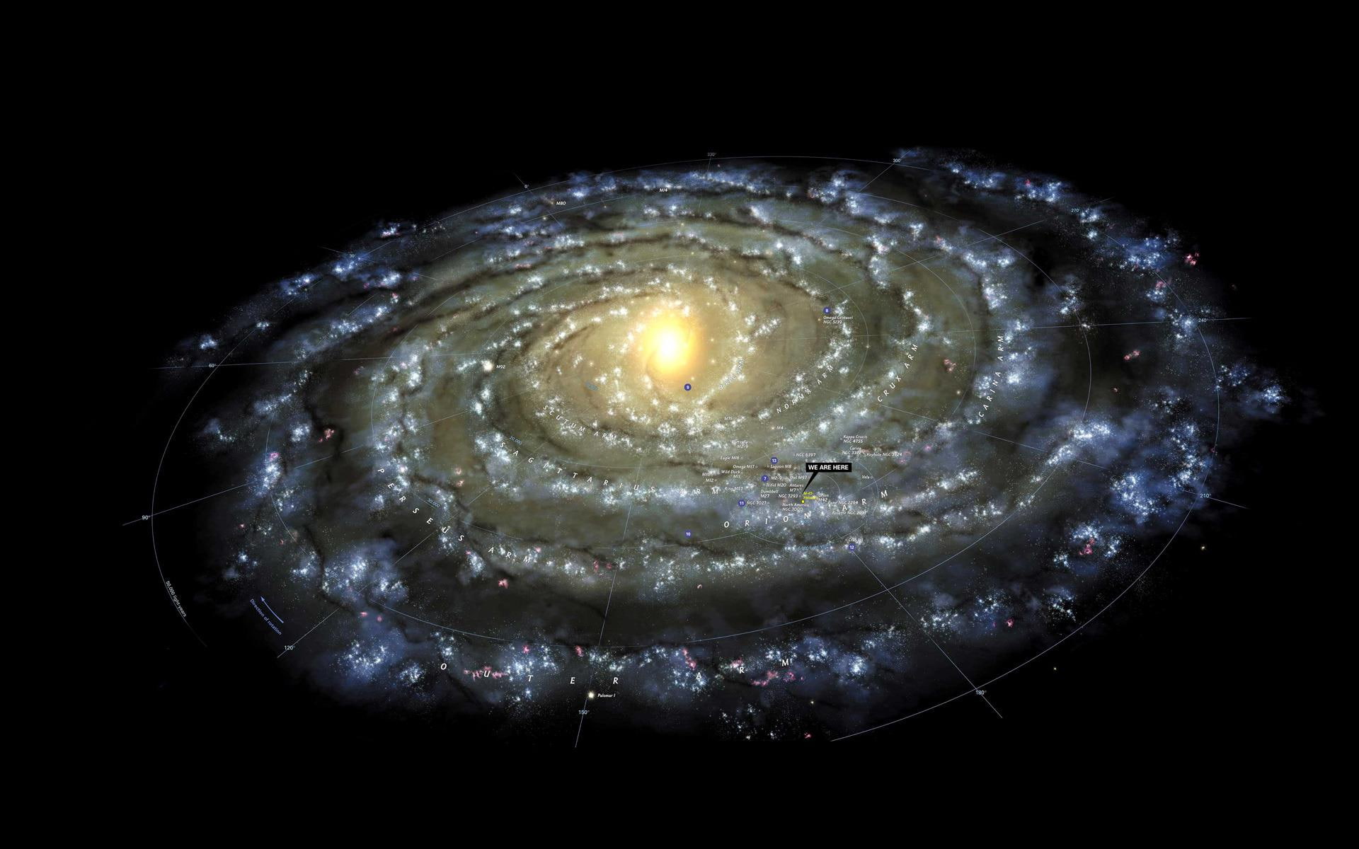 1080P, way, galaxy, blue, 1920x1200, planet, milky way, milky, black, white, map, star, space, HD Wallpaper