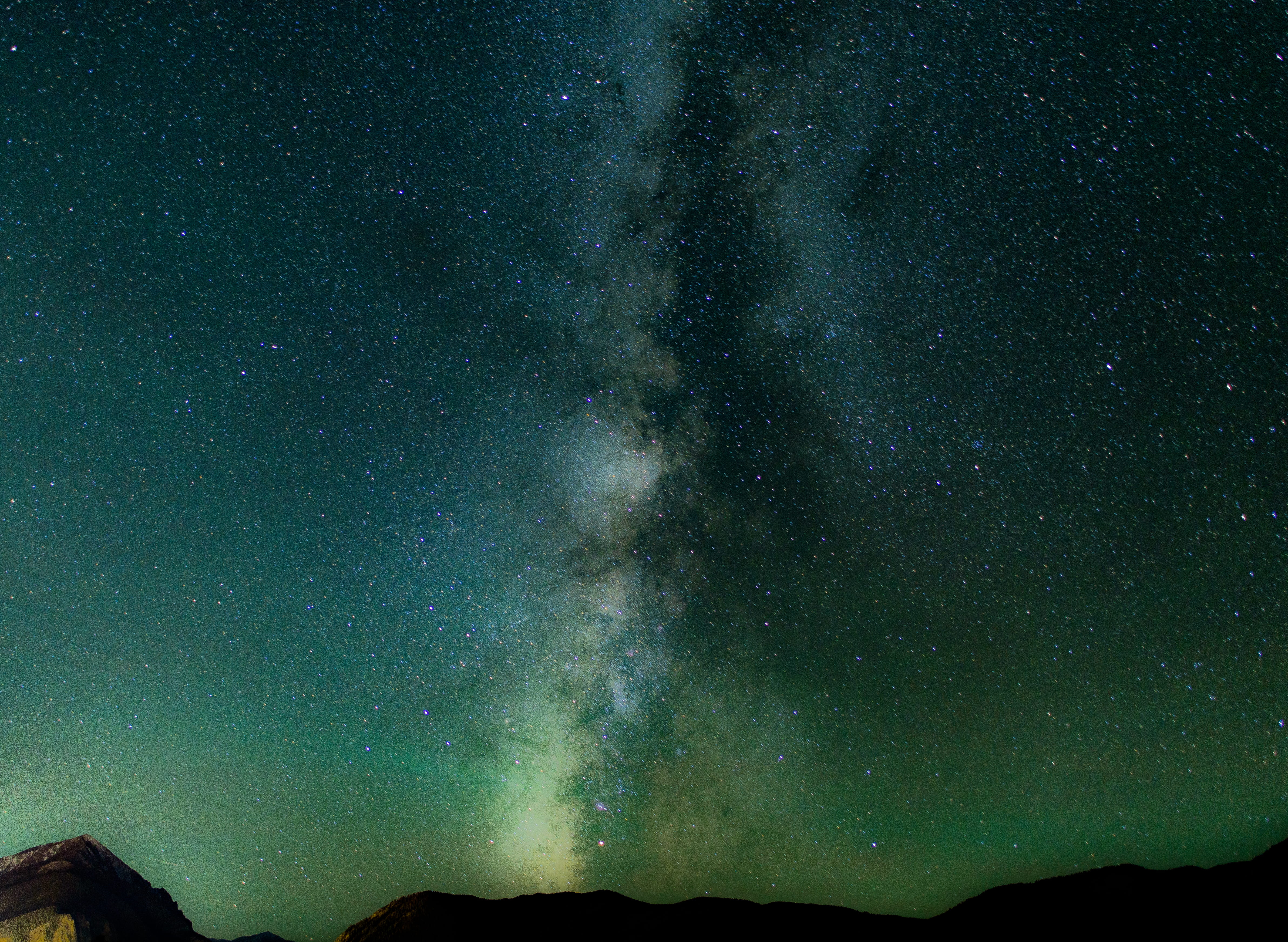 4K, milkyway, black, astronomy, stars, idyllic, shot, nighttime, space background, galaxy background, mountains, night sky, silhouette, tranquility, infinity, HD Wallpaper