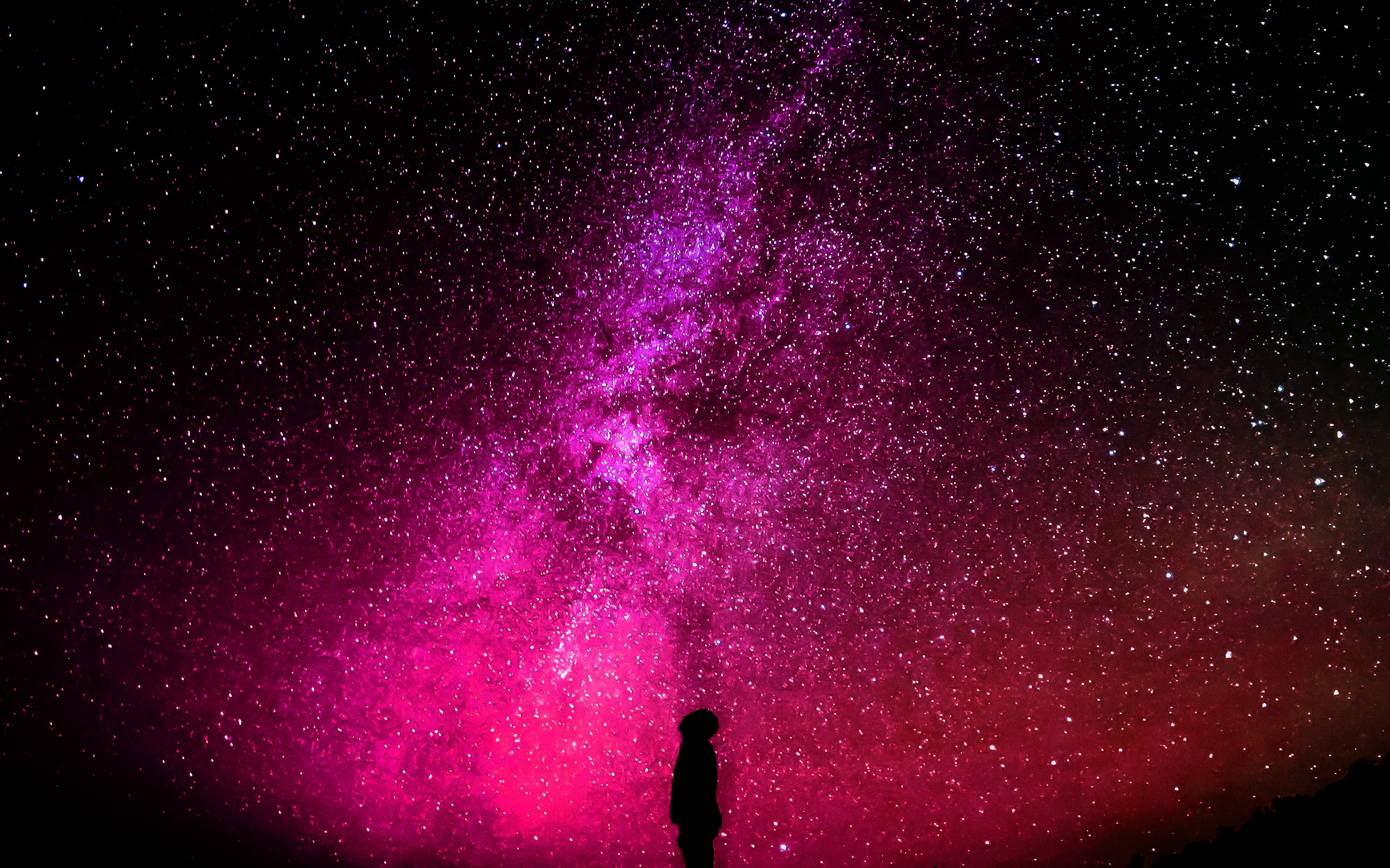 star, majestic, night, sky, milky way, purple, scenics - nature, tranquil scene, galaxy, infinity, silhouette, nature, illuminated, low angle view, star field, HD Wallpaper