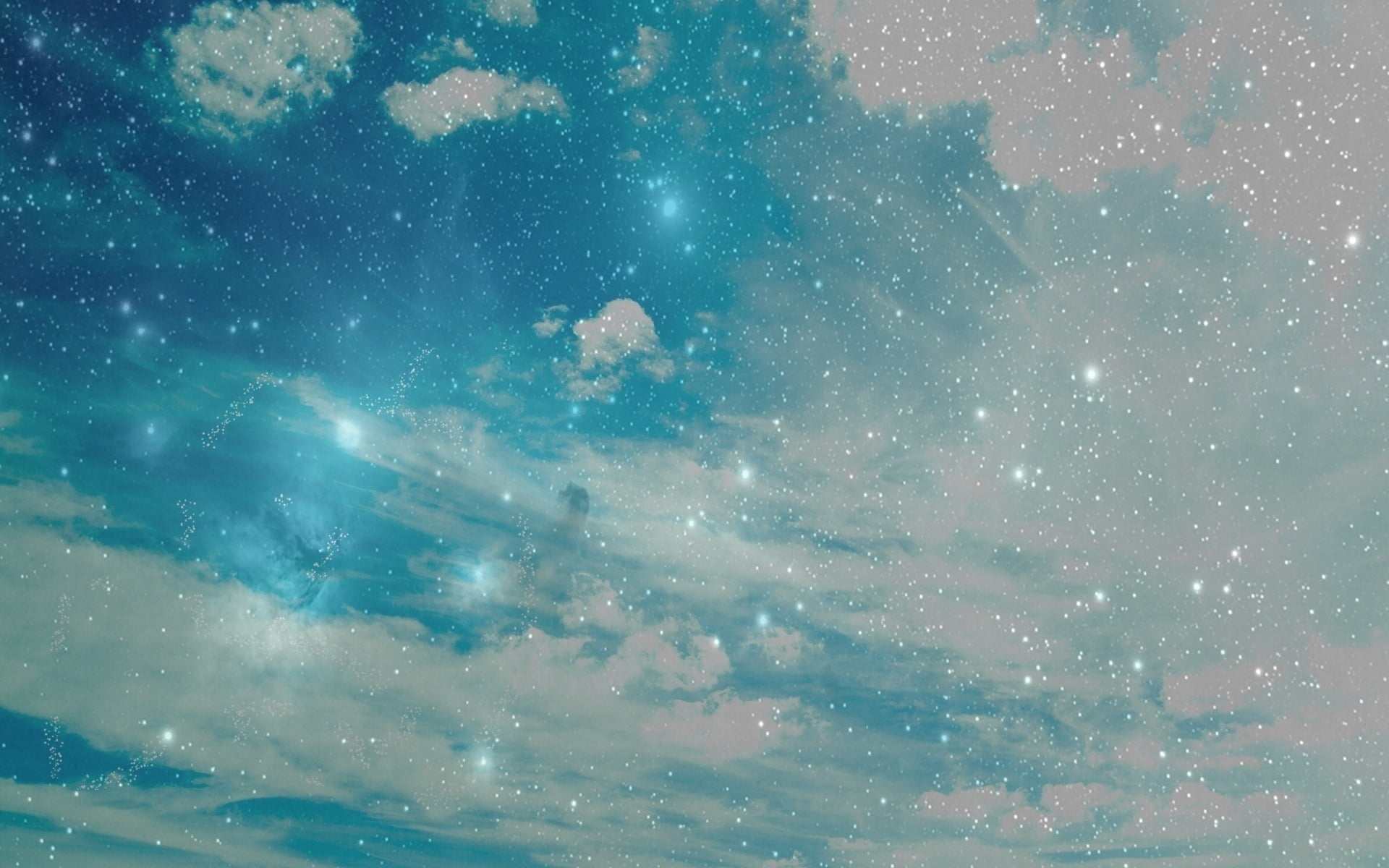 1080P, astrology, beauty In Nature, star Shape, landscape, blue, low angle view, sky, abstract, clouds, constellation, stars, scenics - nature, galaxy, HD Wallpaper
