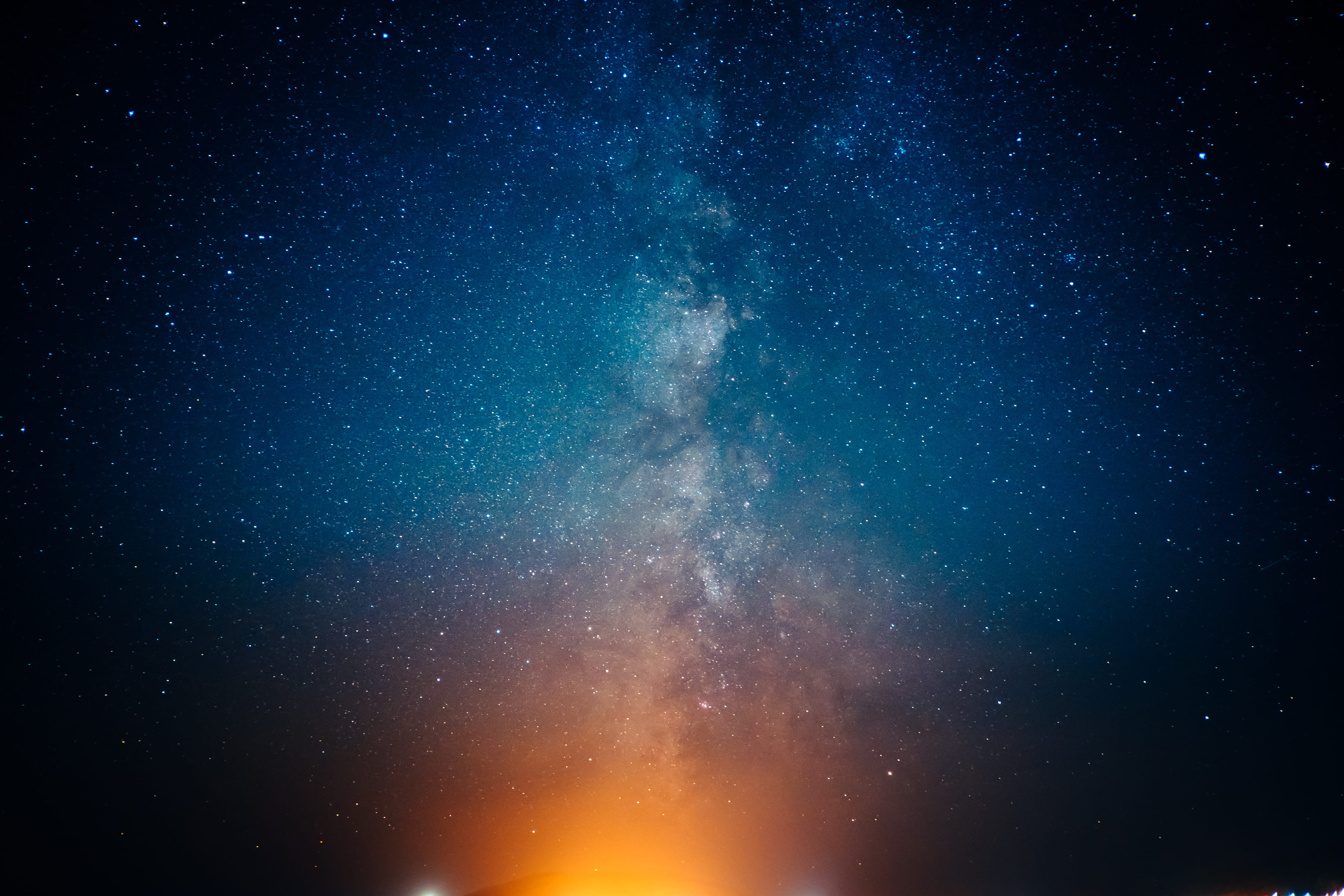 exploration, galaxy, blue, nature, stratosphere, milky Way, orange, light - Natural Phenomenon, asteroid, infinity, space Exploration, glowing, 4K, landscape, HD Wallpaper