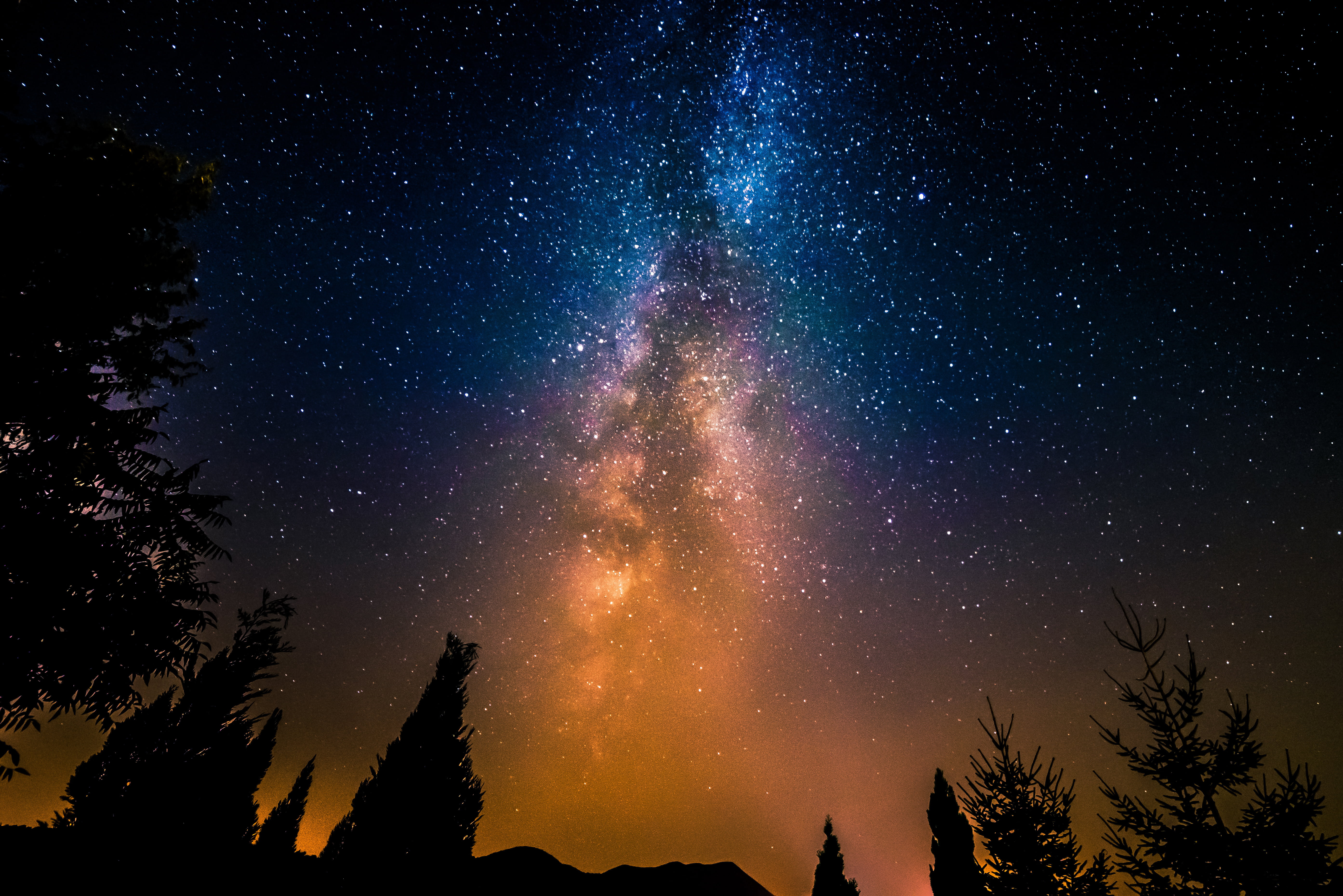 nature, light - Natural Phenomenon, cosmos Flower, tranquility, plant, blue, nebula, illuminated, astronomy Telescope, aurora Borealis, constellation, landscape, HD Wallpaper