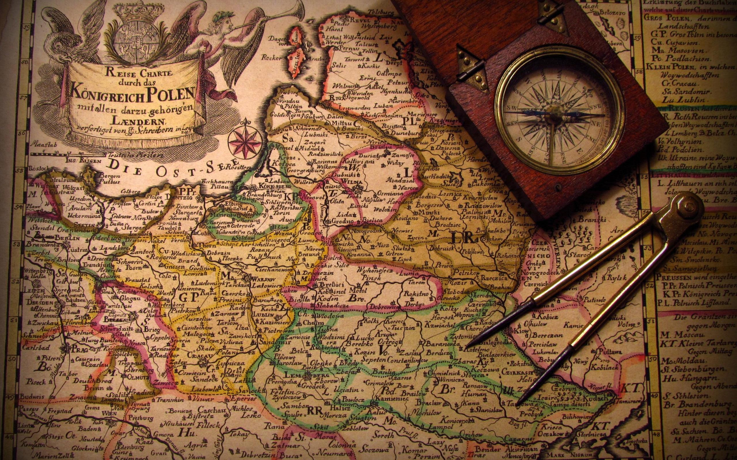 vintage, brown, silver, compass, 2K, frame, wooden, directions, 2560x1600, drawing, map, photography, HD Wallpaper