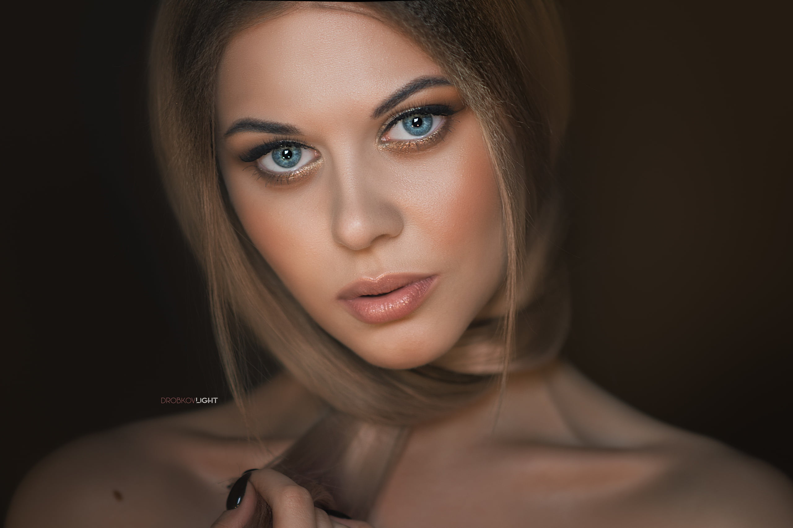 2K, Girl, Alexander Drobkov-Light, Carina Carina, shoulders, portrait, mole, look, HD Wallpaper