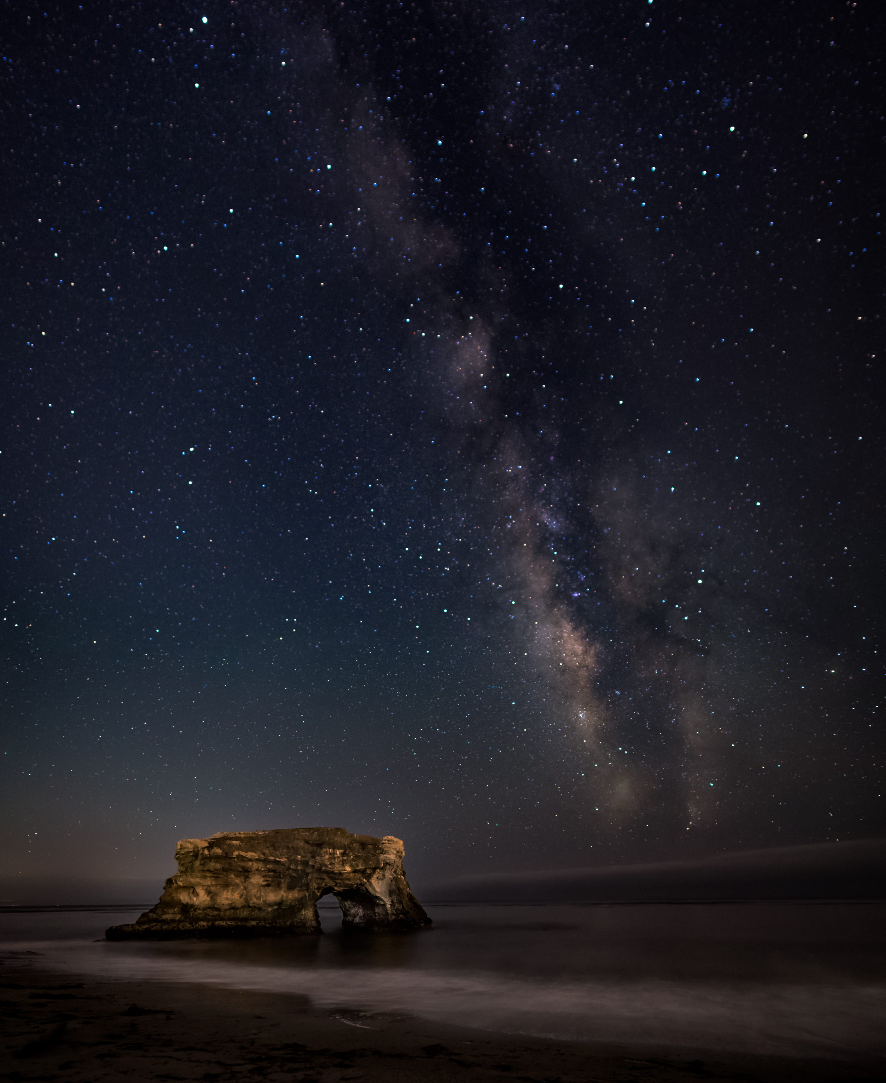 brown, horizon over water, shining, nature, scenics - nature, solid, night, no people, milky way, monolith, tranquil scene, sea, astronomy, rock - object, Phone HD Wallpaper