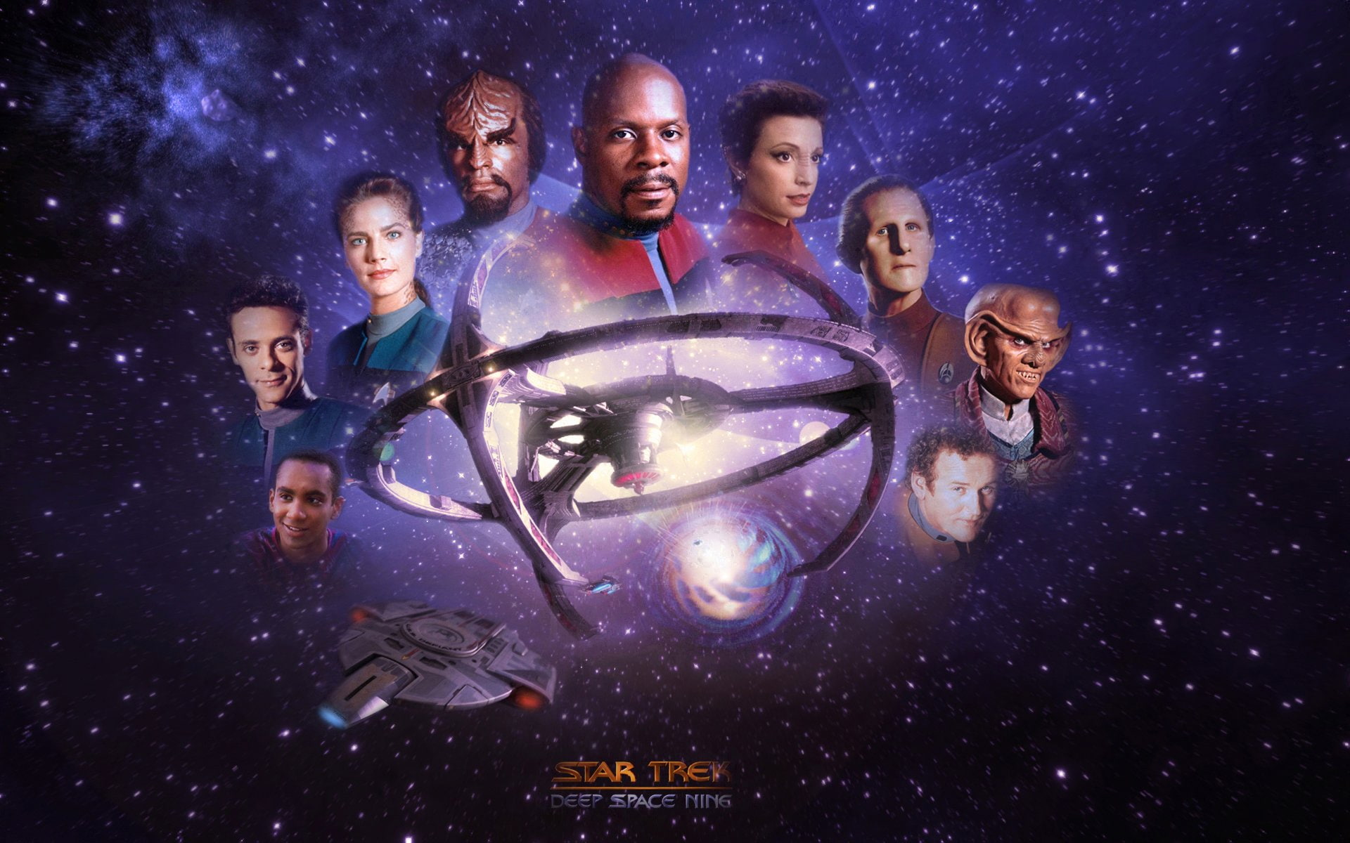 adult, astronomy, digital composite, outdoors, night, group of people, sky, men, Star Trek, Star Trek: Deep Space Nine, young men, 1080P, women, technology, HD Wallpaper