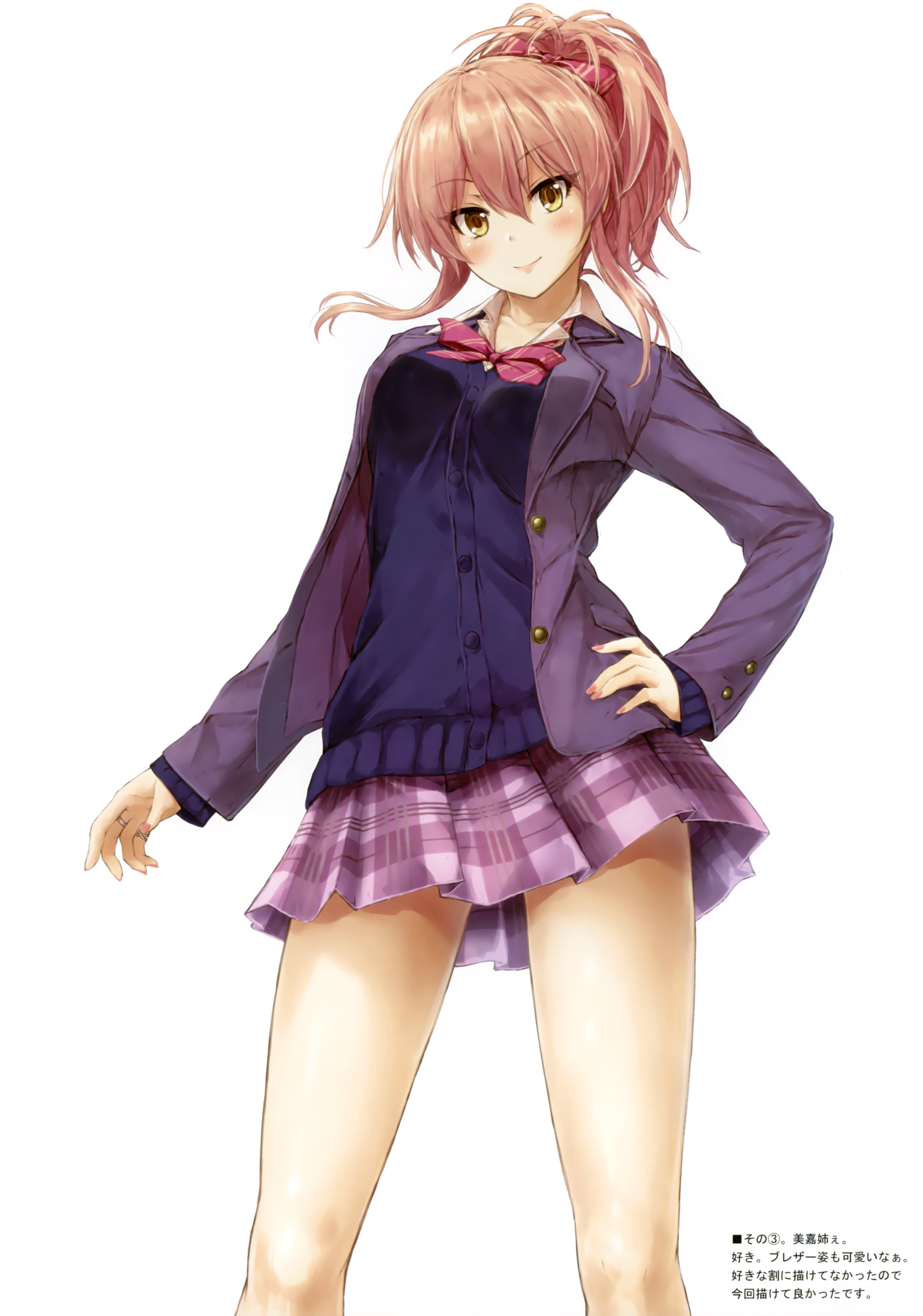 Jougasaki Mika, anime girls, smiling, 2K, Suien, skirt, Phone HD Wallpaper