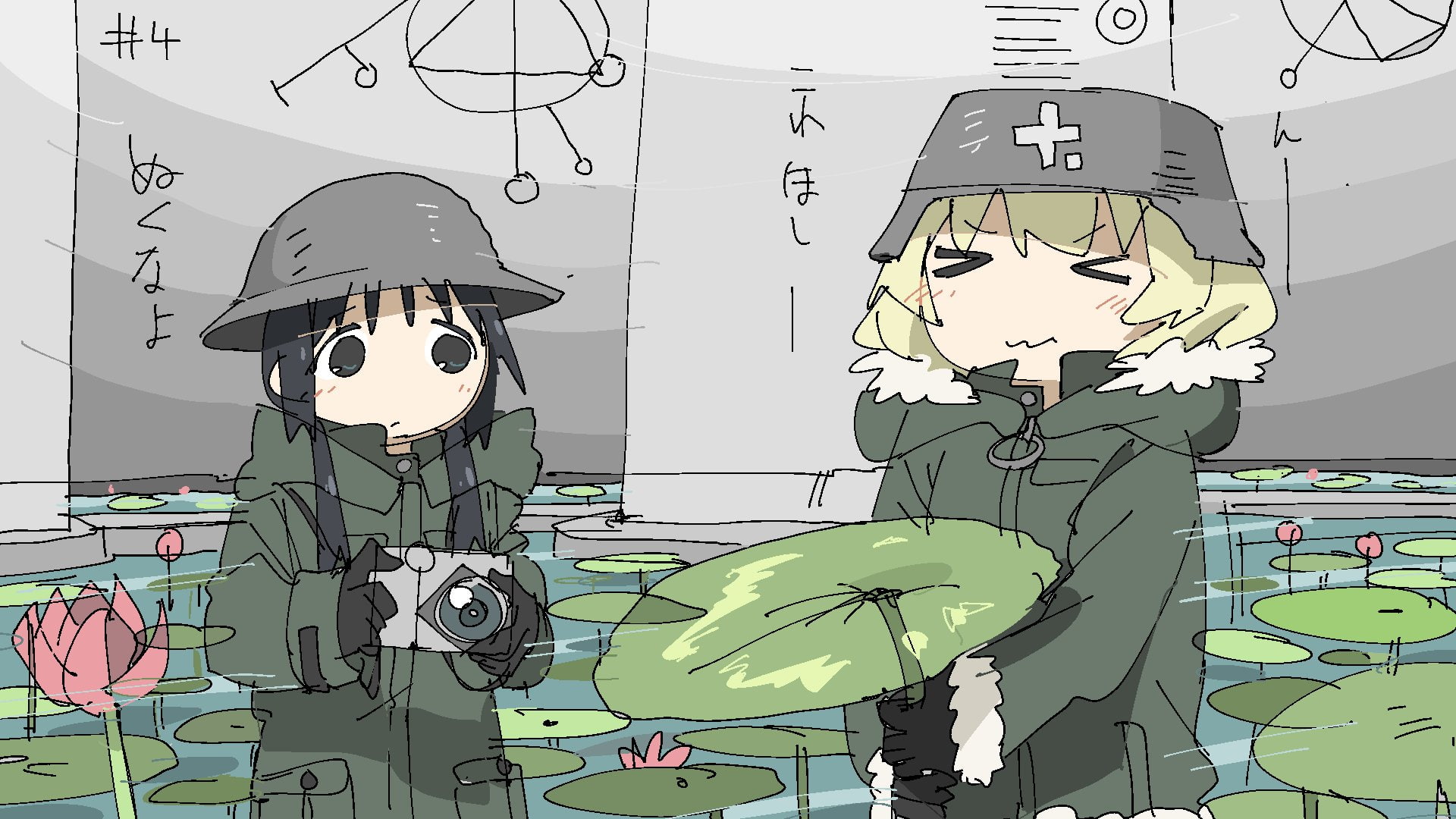 cartoon, Chito (Shoujo Shuumatsu Ryokou), text, art and craft, arts culture and entertainment, human representation, anime girls, wall - building feature, HD Wallpaper