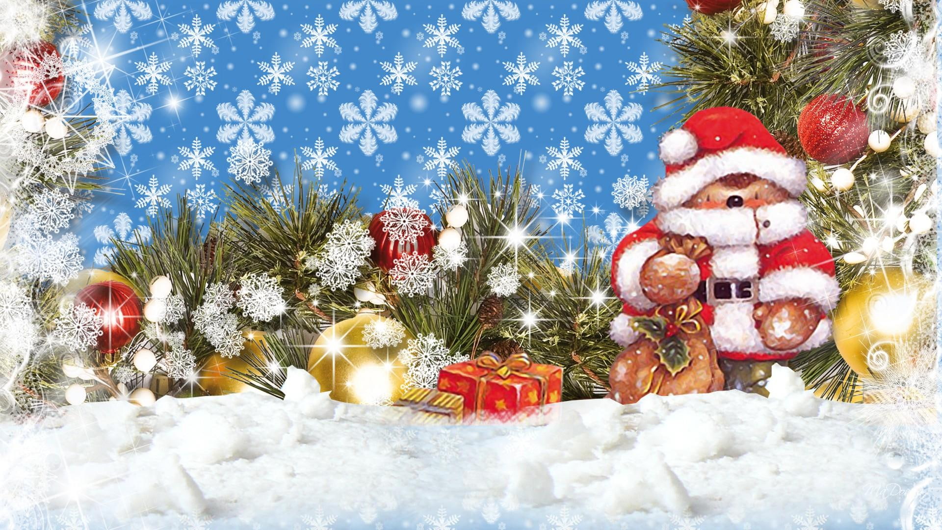 decorations, snowflakes, cute, whimsi, frost, feliz navidad, christmas, ii, visit, firefox persona, tree, 1080P, gifts, claus, santa, HD Wallpaper