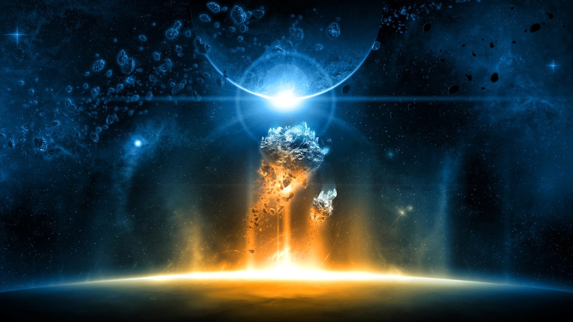debris, 1080P, space, hd, starlight, planet, HD Wallpaper