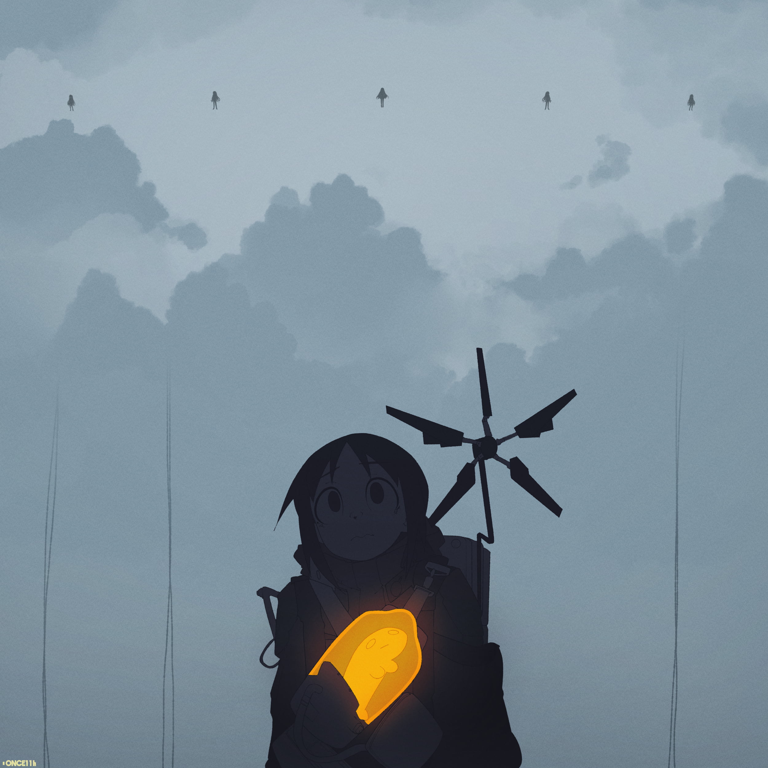 anime, Shoujo Shuumatsu Ryokou, anime girls, 1080P, video games, Death Stranding, crossover, clouds, Chito (Shoujo Shuumatsu Ryokou), Phone HD Wallpaper