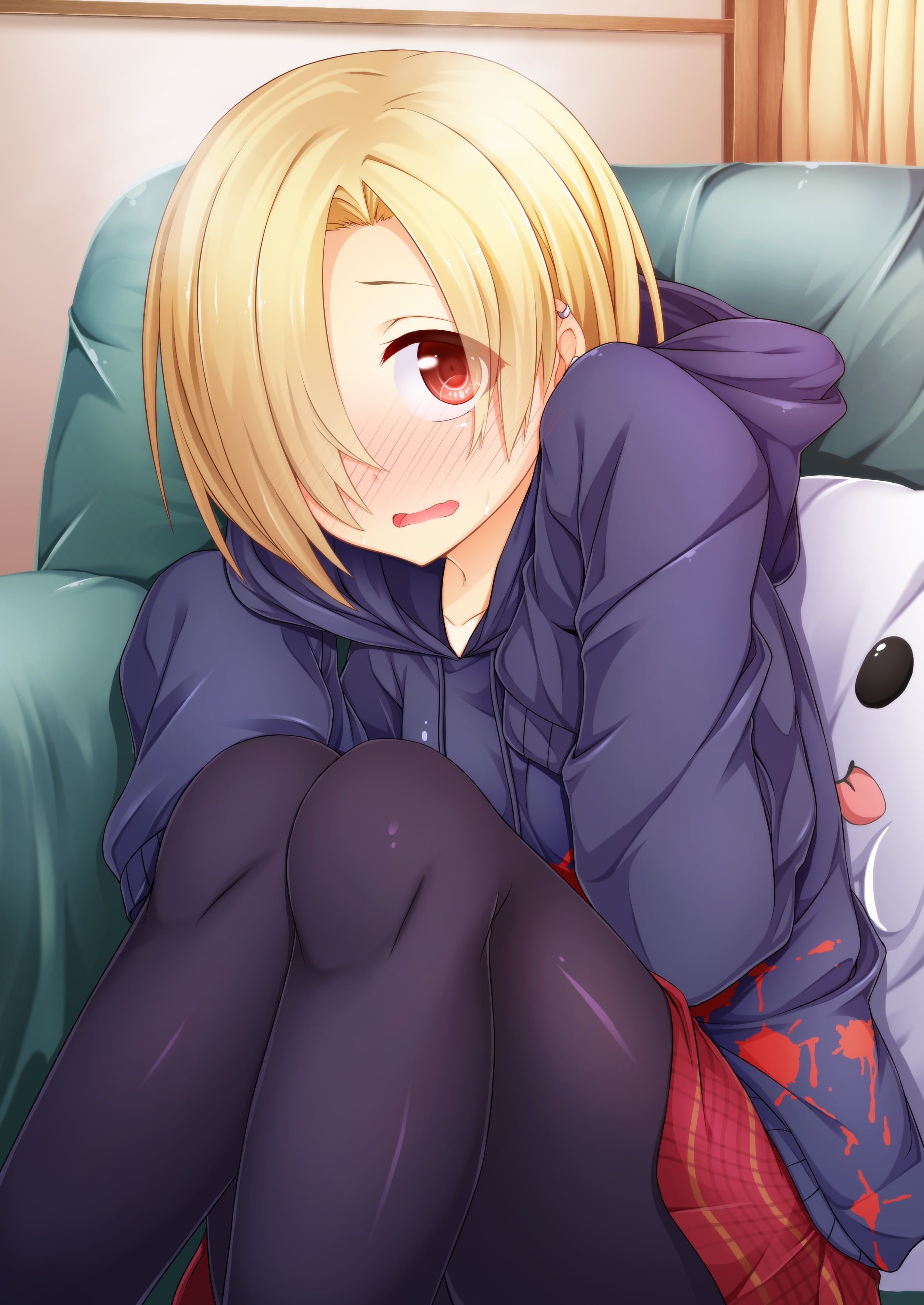 Shirasaka Koume, 2K, covering, anime girls, females, short hair, hair, human body part, portrait, beautiful woman, emotion, technology, relaxation, women, Phone HD Wallpaper