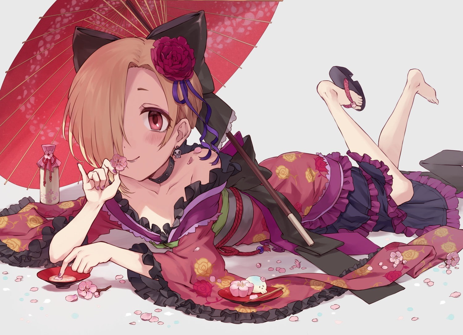 multi colored, short hair, umbrella, clothing, event, Shirasaka Koume, pink color, close-up, celebration, human representation, anime, indoors, no people, HD Wallpaper