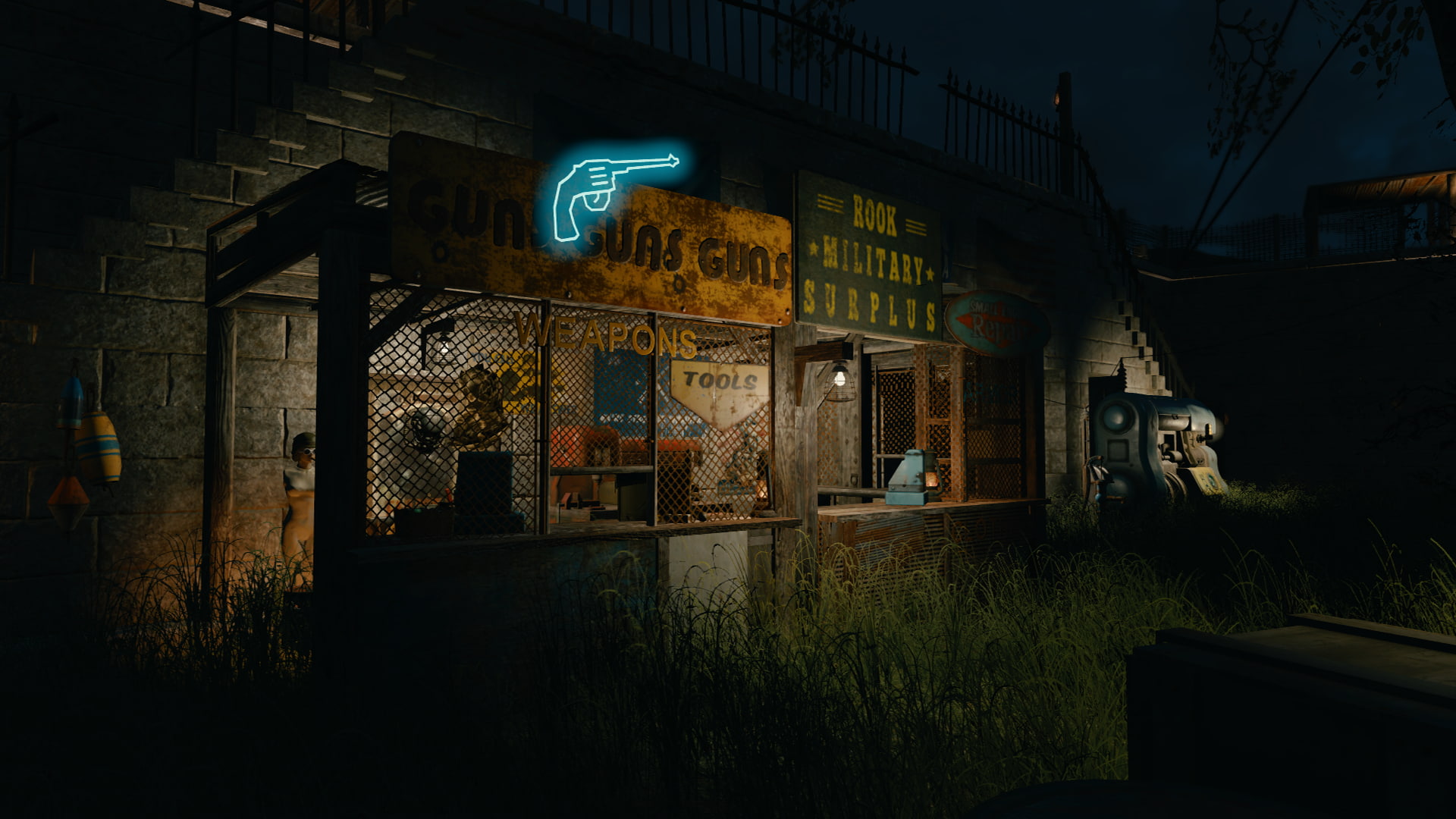 Xbox One, window, store, lighting equipment, text, 1080P, built structure, western script, building exterior, Fallout 4, residential district, architecture, HD Wallpaper